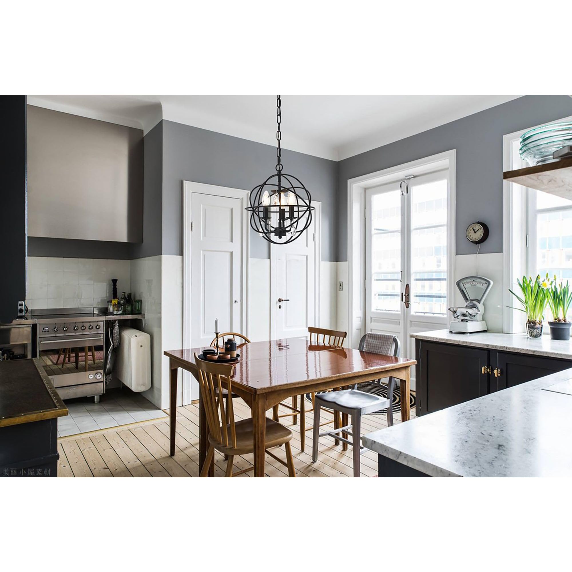 Living District Indoor Modern Home Decorative Bright Ceiling Wallace 3 Light Matte Black Pendant