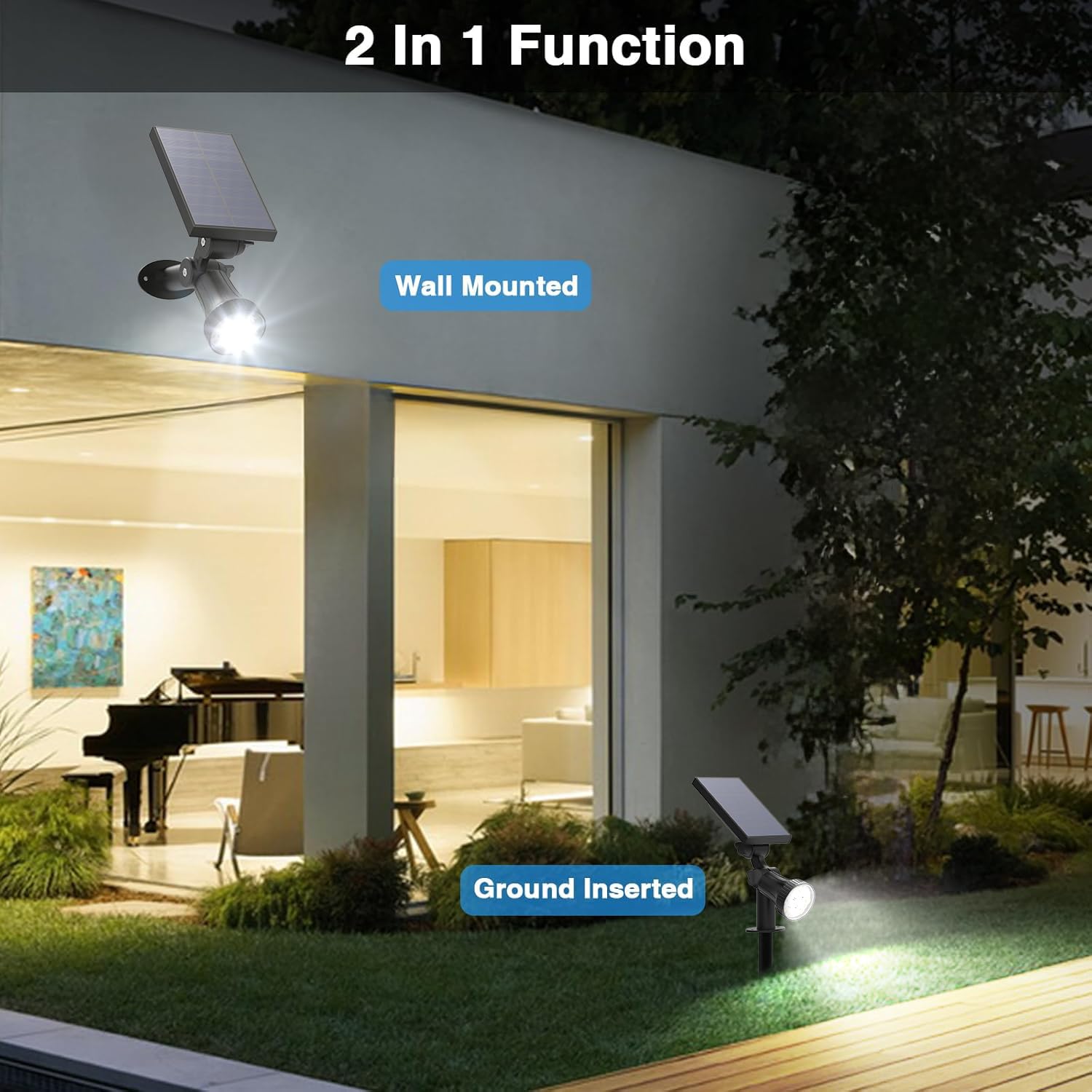 Hruuroo Outdoor Solar Spotlight, 30 Leds Solar Lights, Auto On/Off With 3 Modes, Ip63 Waterproof Landscape Lighting, 4Pack White