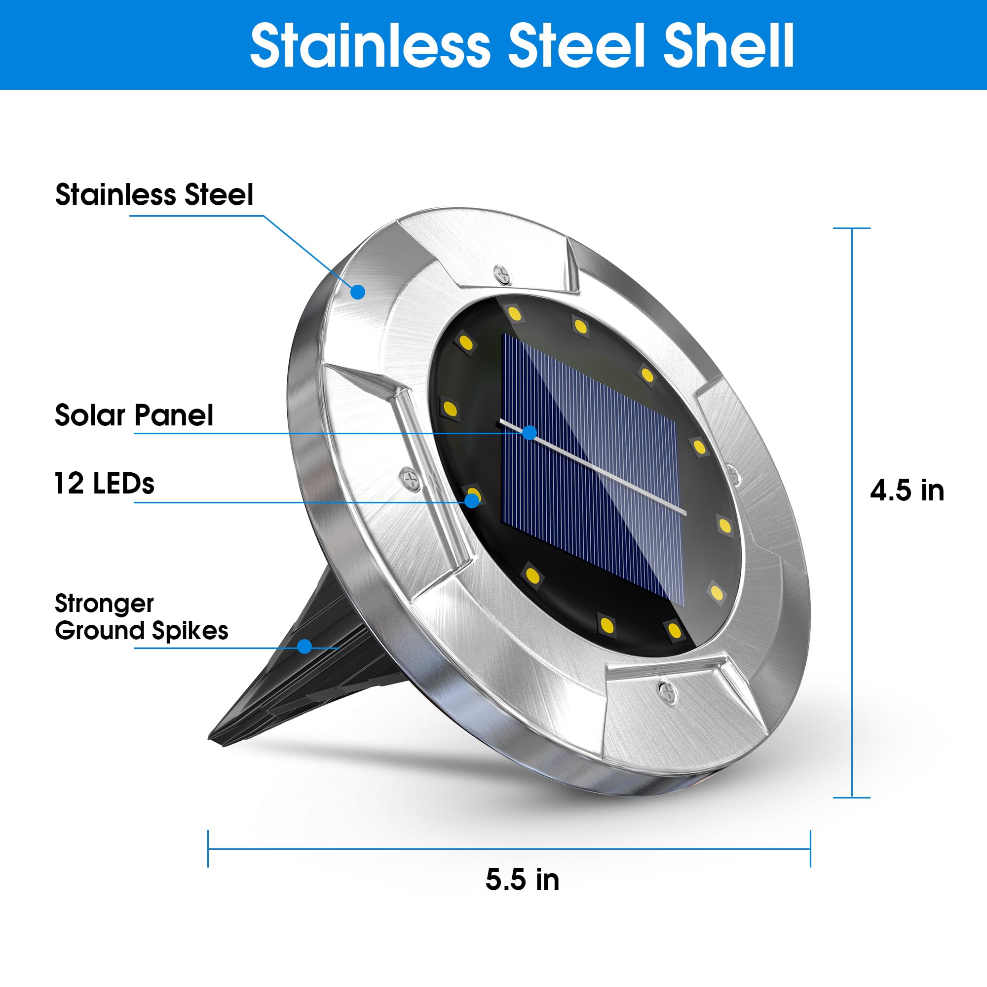 Biling Solar Lights Outdoor 12 Packs, 12 Leds Bright Longevity Solar Ground Lights, Waterproof Flat Solar Pathway Lights Landsca