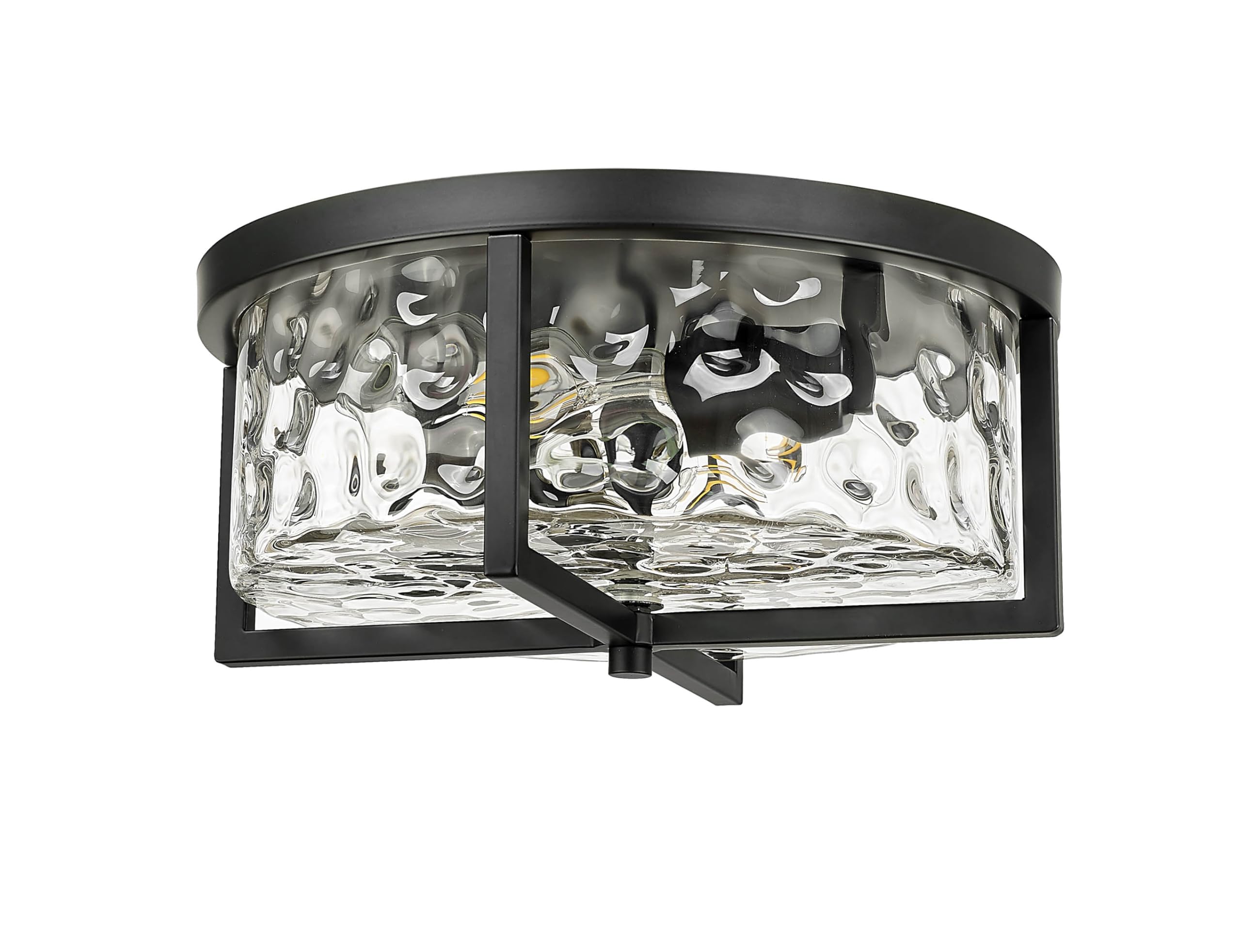 Odeums 13&quot; Hammered Glass Flush Mount Ceiling Light, Oil-Rubbed Bronze For Kitchen & Dining Room