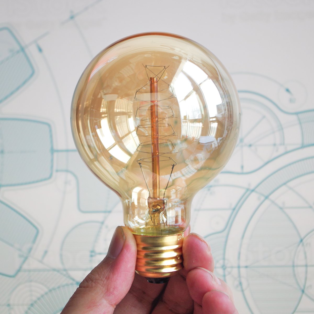 Jslinter Edison Bulb 60W, Globe Dimmable Filament Decorative Bulbs For Home, Vintage Light Bulbs G80/G25 Style, E26 Base, Classi