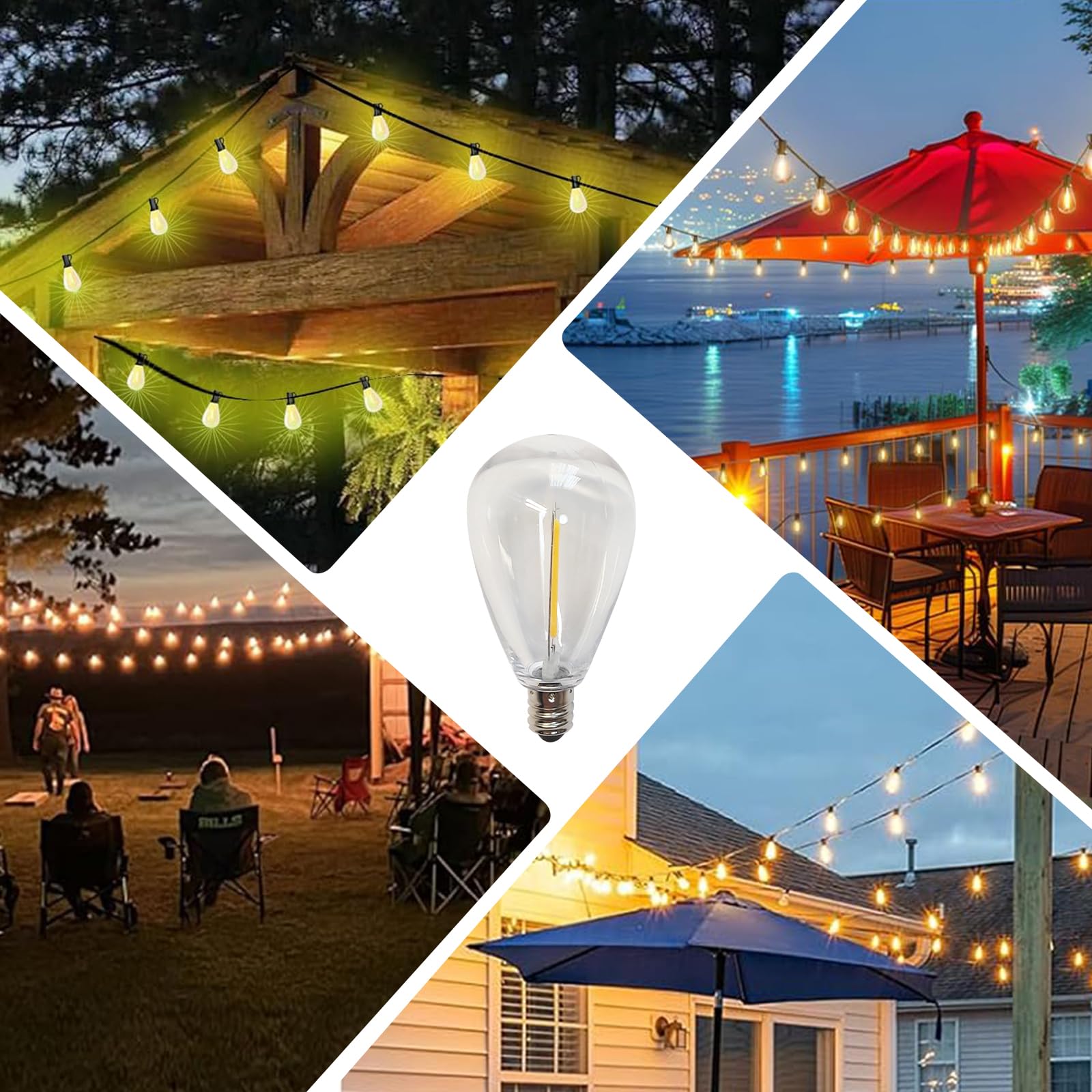 Chyparty S11 Led Bulb 10 Pack, Outdoor String Lights Replacement Bulbs, 0.6W Equivalent To 5W, Dimmable E12 Candelabra Base Wate