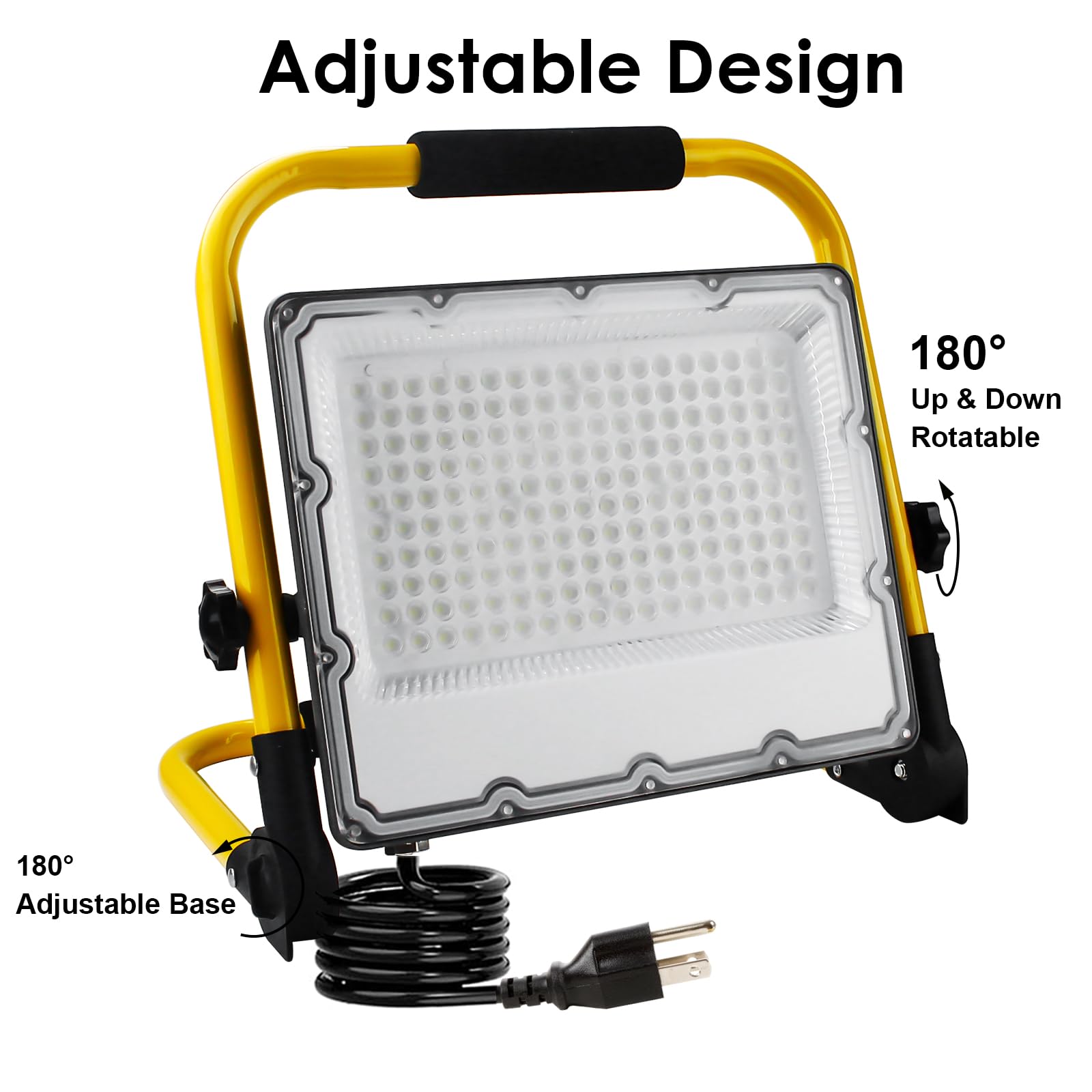 Ouside 150W Led Work Light, 15000Lm Construction Light With 157.5 In Cable, 1000W Equivalent 6500K Portable Adjustable Working Lights With Stand, Ip66 Waterproof Job Site Light For Construction Site