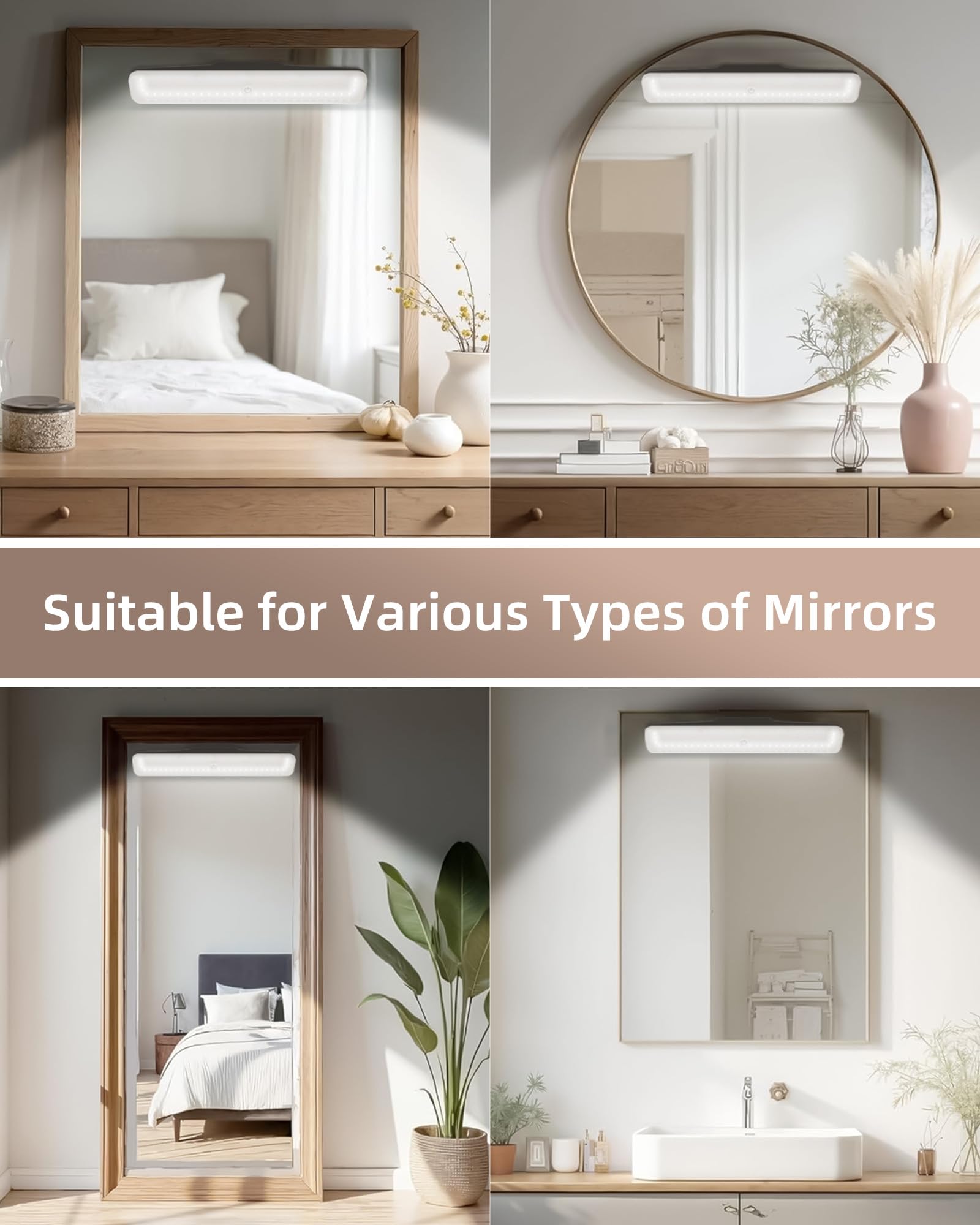 EZVALO Wireless Makeup Light 2 Pack - Rechargeable Vanity Lights, 3 Color Temperatures, Adjustable Angle, Black, Model VL01
