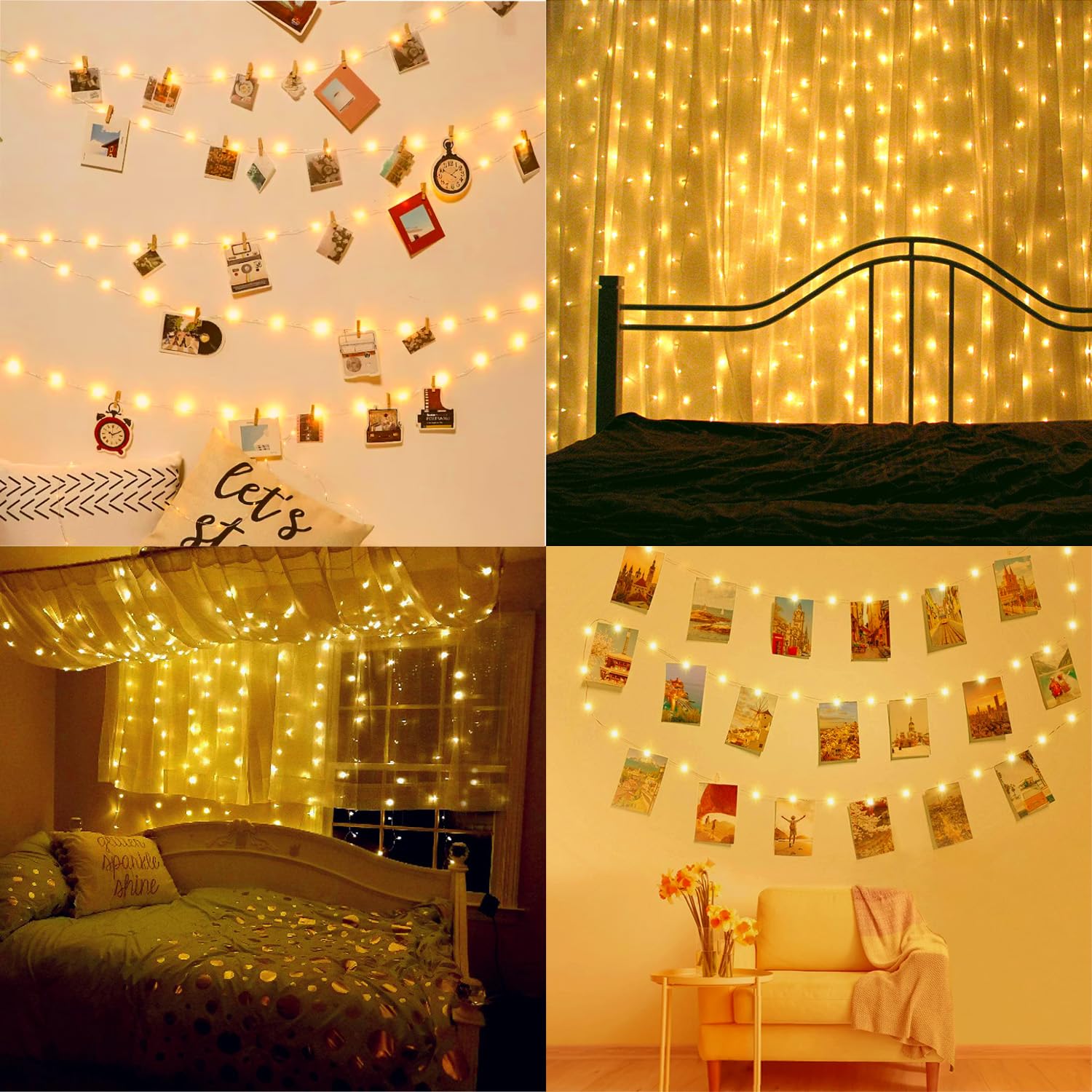 YIQU 3-Pack 78FT 240 LED Fairy Lights, Warm White, Battery Operated with Timer & Remote, Waterproof, 8 Modes for Indoor/Outdoor Use