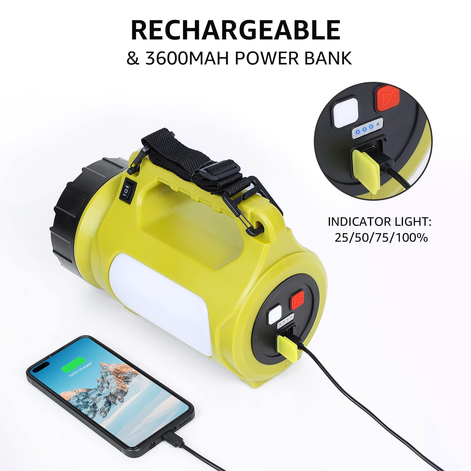 Le Rechargeable Led Lantern, Camping Essentials, 1000Lm, 5 Light Modes, Power Bank, Ipx4 Waterproof, Lantern Flashlight For Hurricane Emergency, Hiking, Home And More, Usb Cable Included