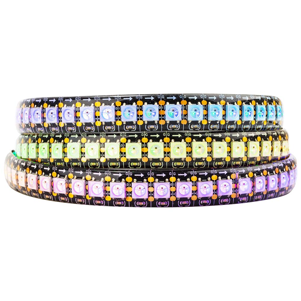 BTF-LIGHTING WS2812B RGB LED Pixel Strip 3.2FT 144LED Black PCB IP65 Waterproof