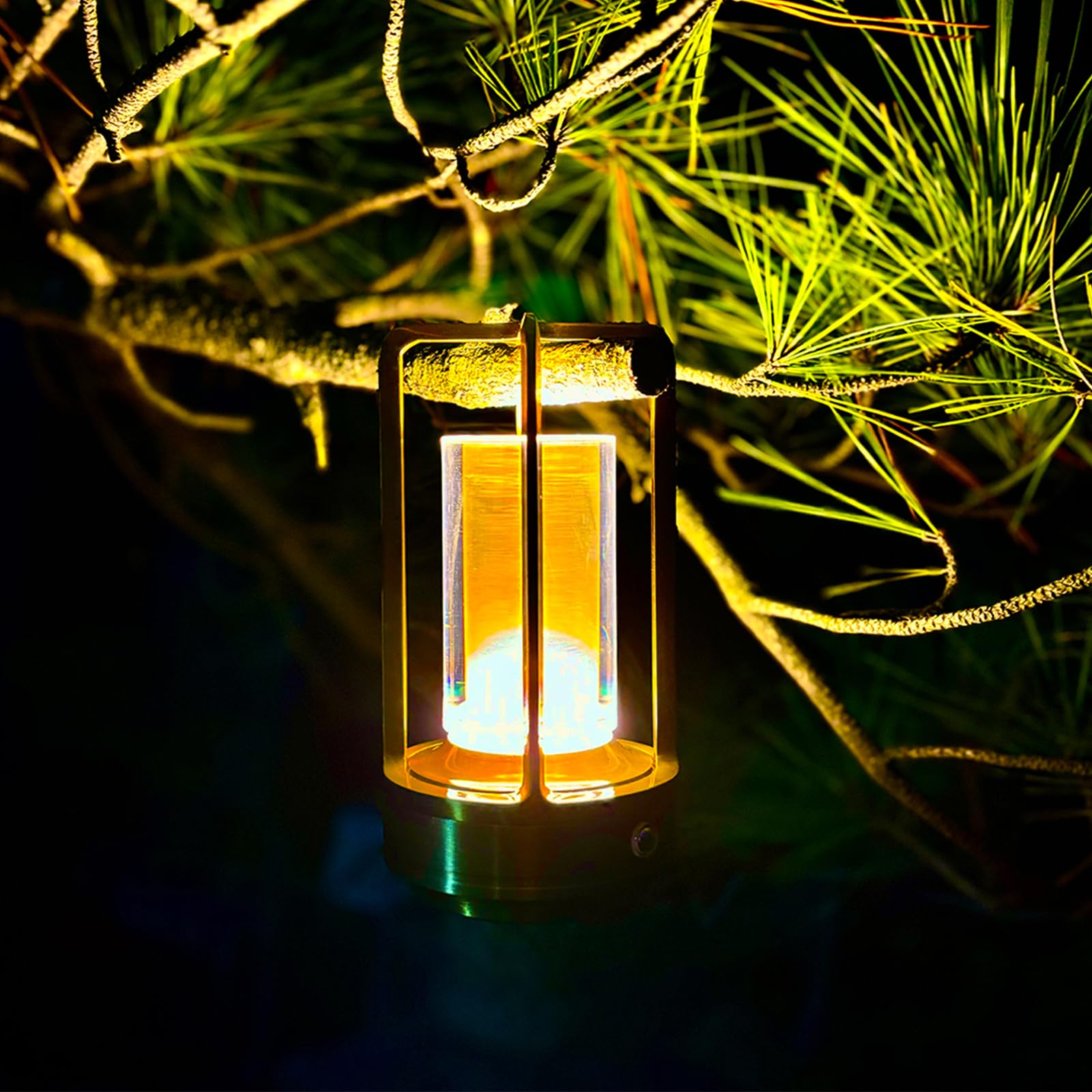LAYSHINEEN Portable Metal Table Lamp, 4000 mAh Rechargeable Outdoor Table Lamp Cordless, 3 Color Stepless Dimmable Atmosphere Ta