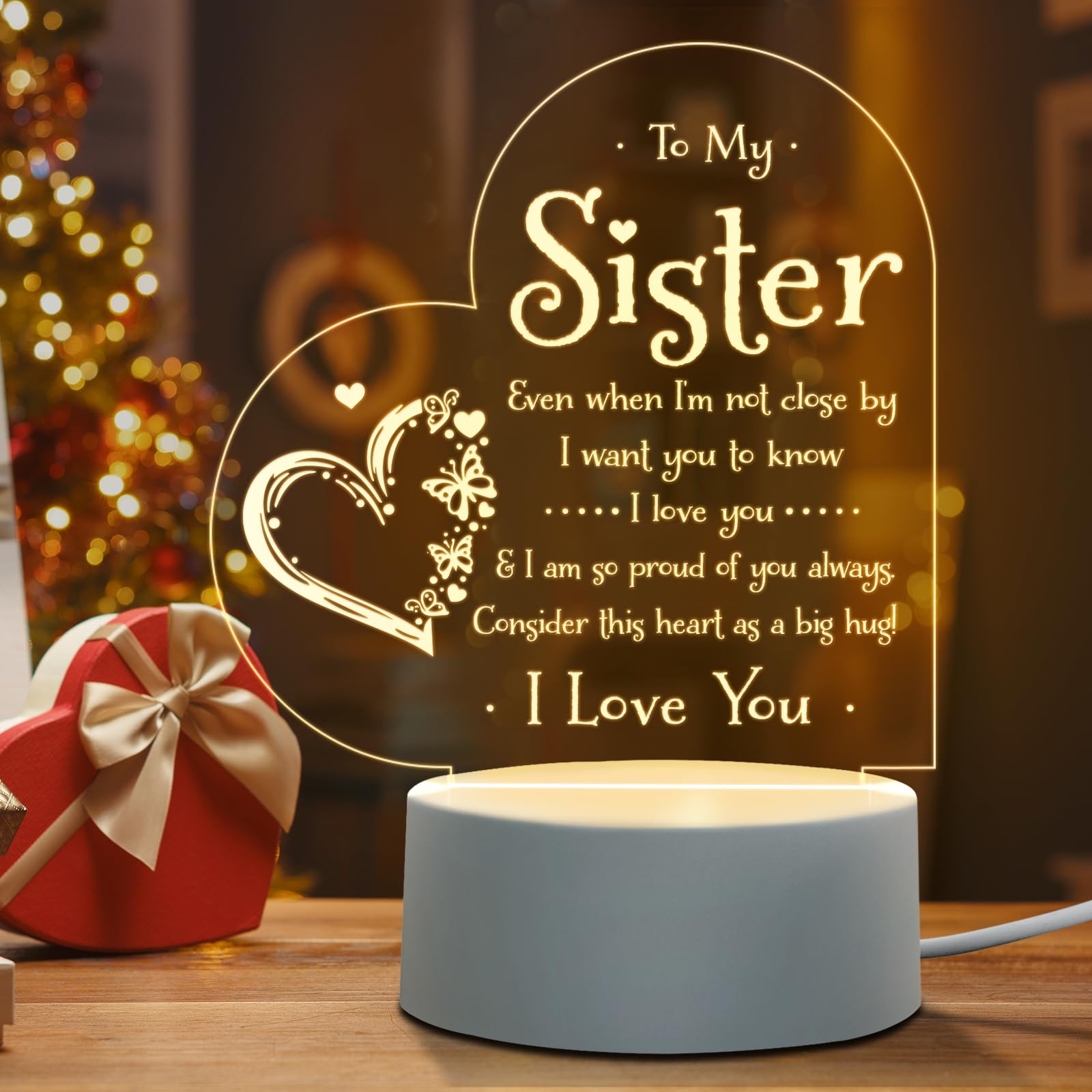 Afterprints Sister Gifts - To My Sister Night Light, Sister Birthday Gifts, Sisters Gifts From Sister Brother On Graduation, Wed