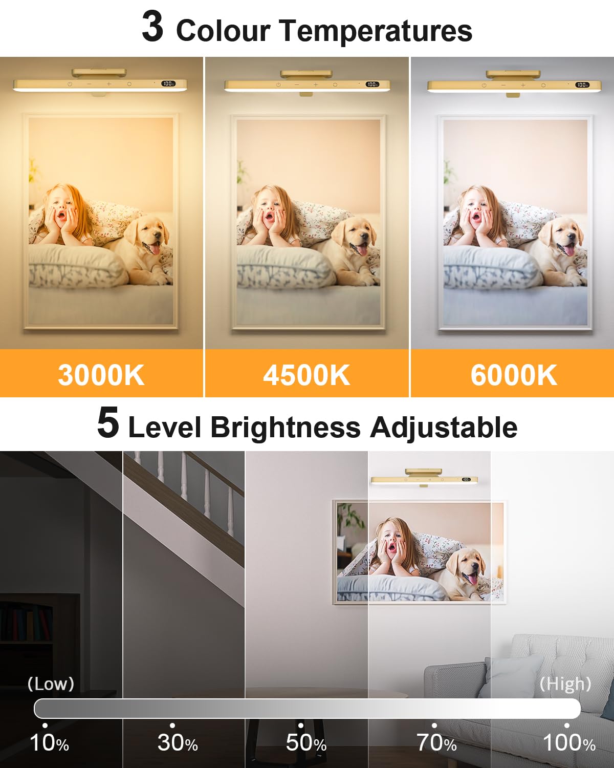 Willed 3W Battery Operated Picture Light, Magnetic Led Painting Light With Remote Dimmable And Timer, 3 Lighting Modes Art Displ