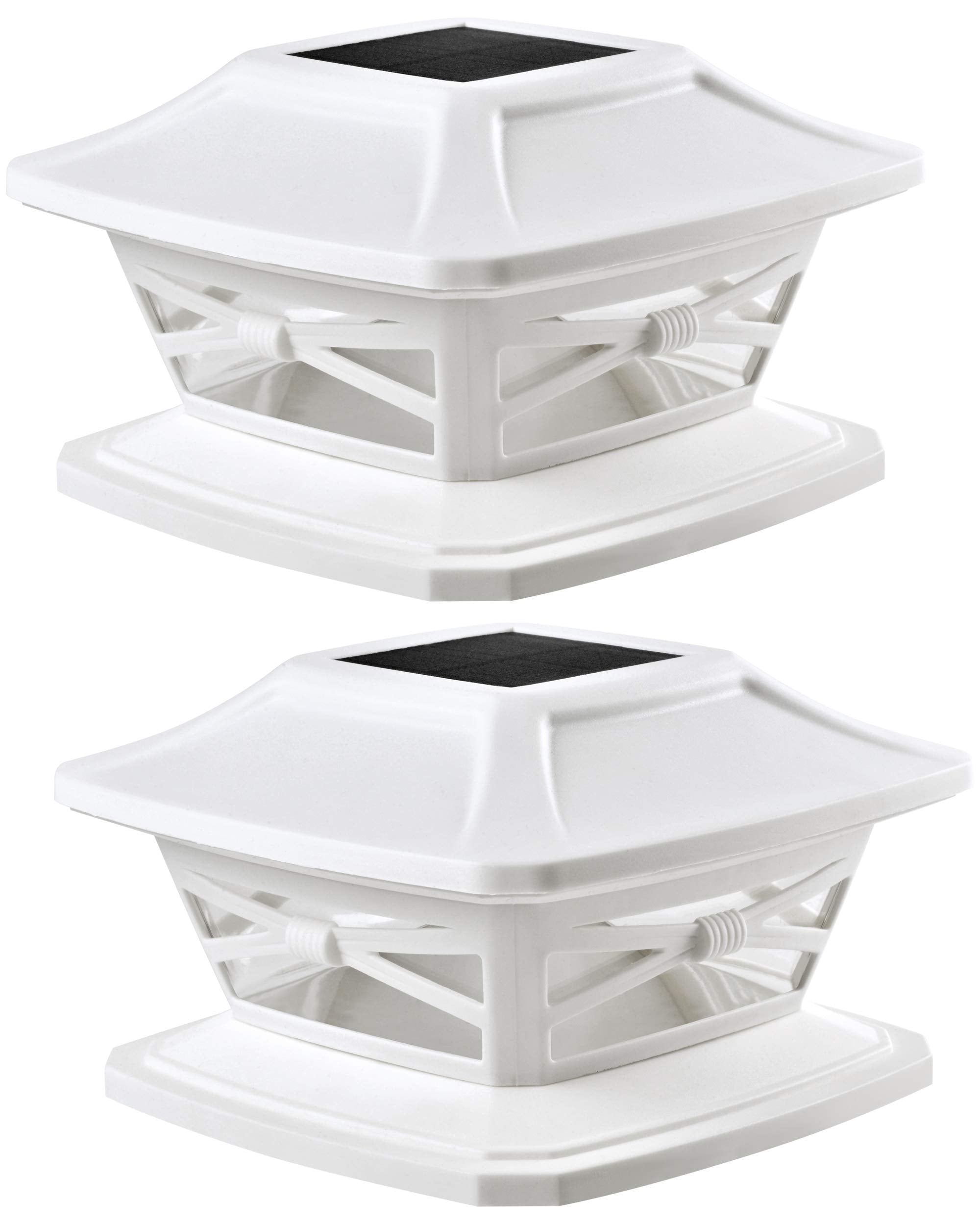Davinci Lighting Flexfit Solar Outdoor Post Cap Lights - 2 Pack - Pearl White - Fits 4x4, 5x5, 6x6 Wooden Posts - LED Model DL105