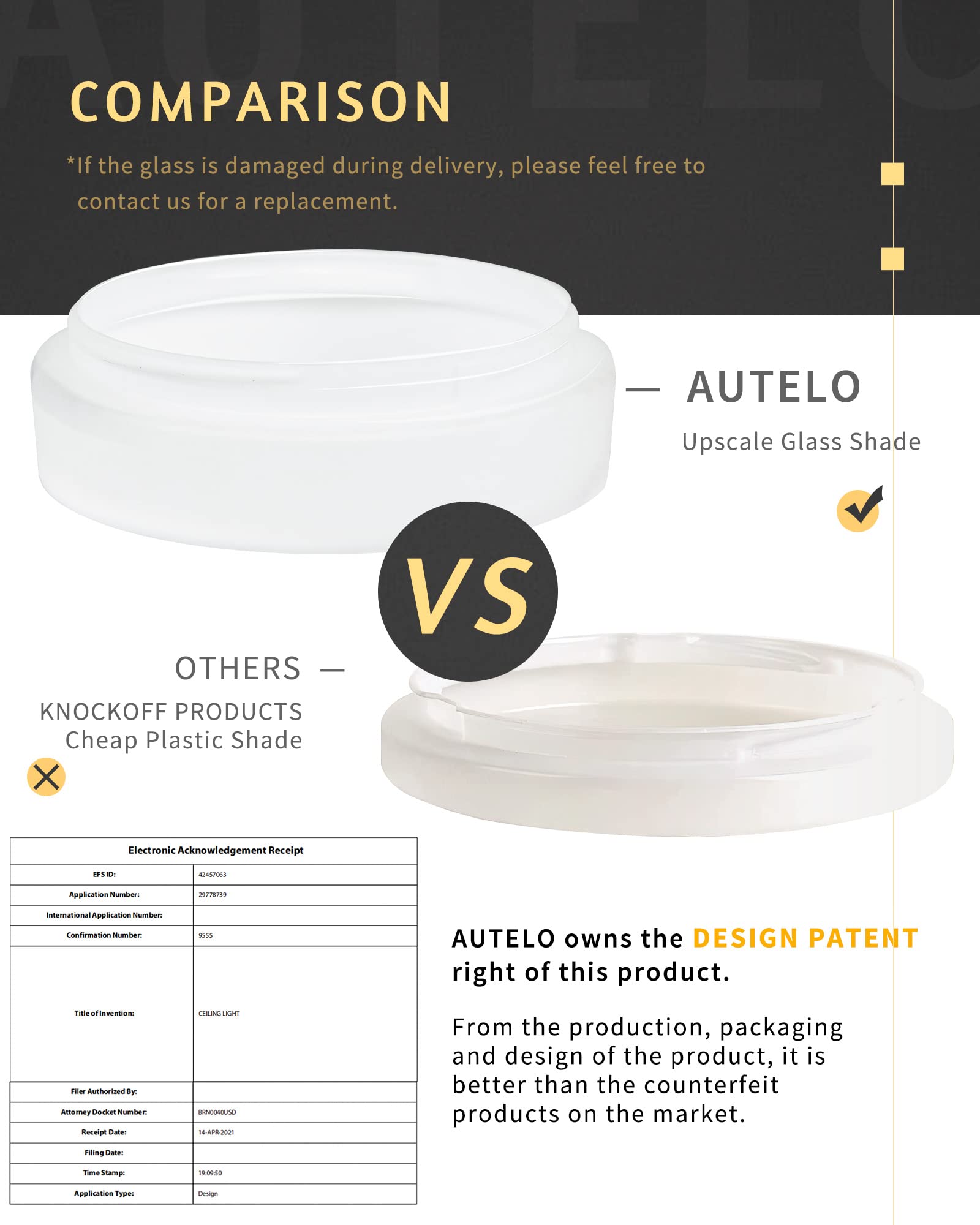 Autelo Flush Mount Ceiling Light, 14" Frosted Glass Shade Close To Ceiling Light Fixture In Black Finish E26 Socket For Living Room Hallway Bedroom C3336Xs Bk