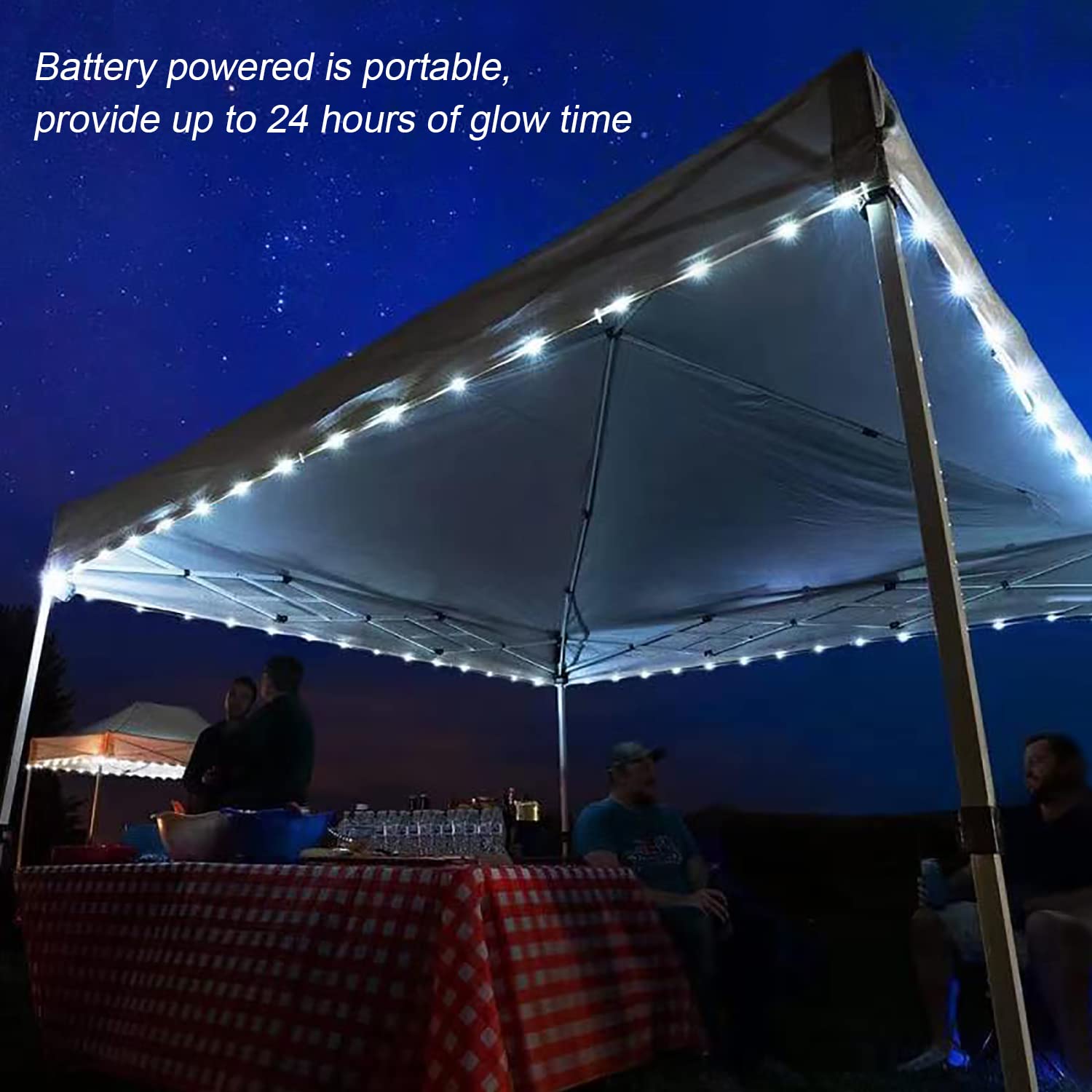 JMEXSUSS Battery Rope Lights, 33ft, 100 LEDs, Waterproof, 2 Pack, Remote Control, 8 Modes, White, Model Rope100B