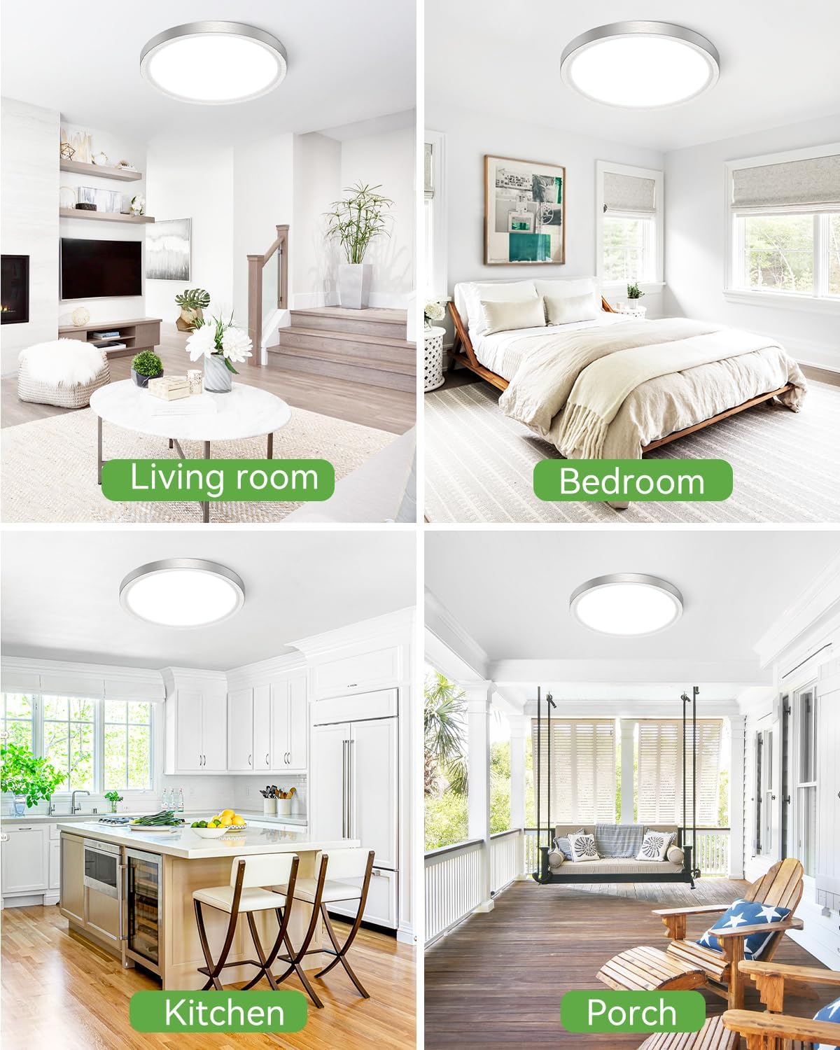 Zemty Led Ceiling Light Brushed Nickel - 12In 28W Silver Round Flat Light Fixture With 3 Color Temperature 3000K/4500K/6000K - 3