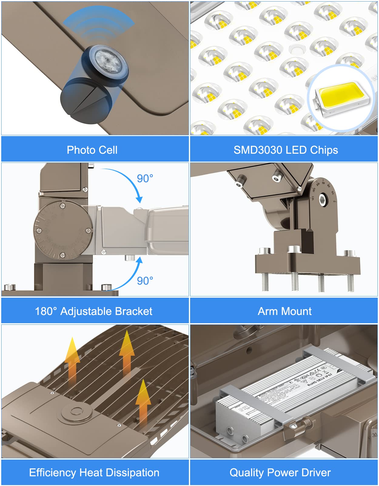 Kukuppo 320W Led Parking Lot Light 48000Lm Dusk To Dawn  Dlc Ul Listed Industrial Grade Led Shoebox Parking Pole Light 5000K Ip65 Outdoor Commercial Area Lighting Arm Mount 100-277Vac