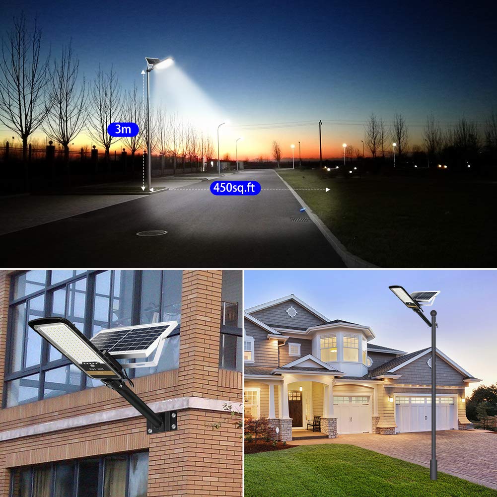 Ruokid 16000Lm Solar Street Light, Ip67 Waterproof Led Flood Light For Yard & Garden