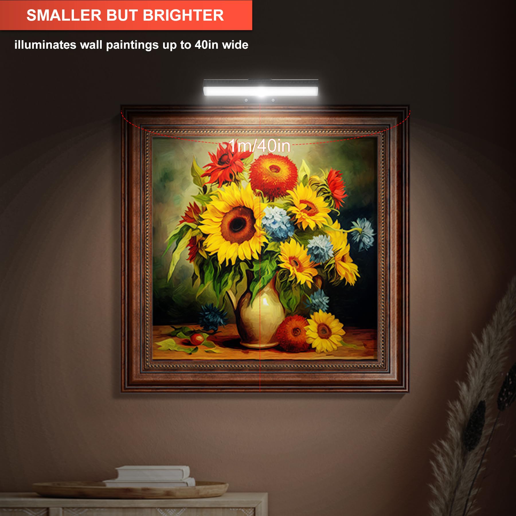 HIPTOKING 2 PACK Picture Light for Paintings - Battery Operated, Remote Control, Dimmable, Black, Model IR-0
