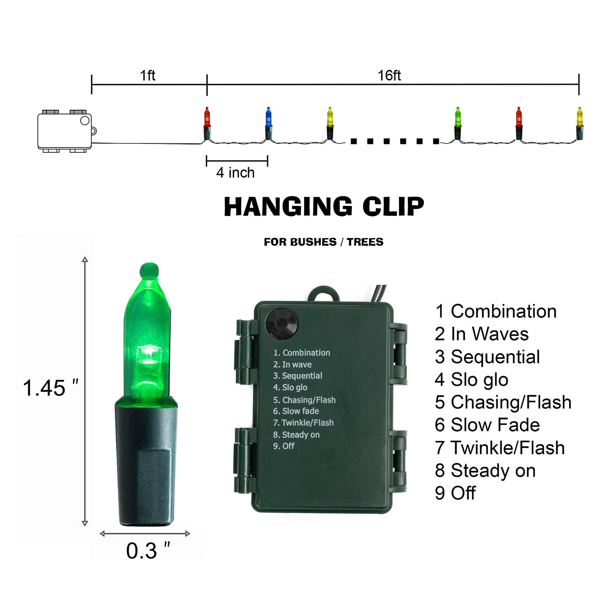 Funpeny Battery Operated Christmas Lights, 2 Pack 16Ft 50 Led 8 Modes Waterproof Fairy Lights, Christmas Decorations For Indoor Outdoor Garden Party Decor