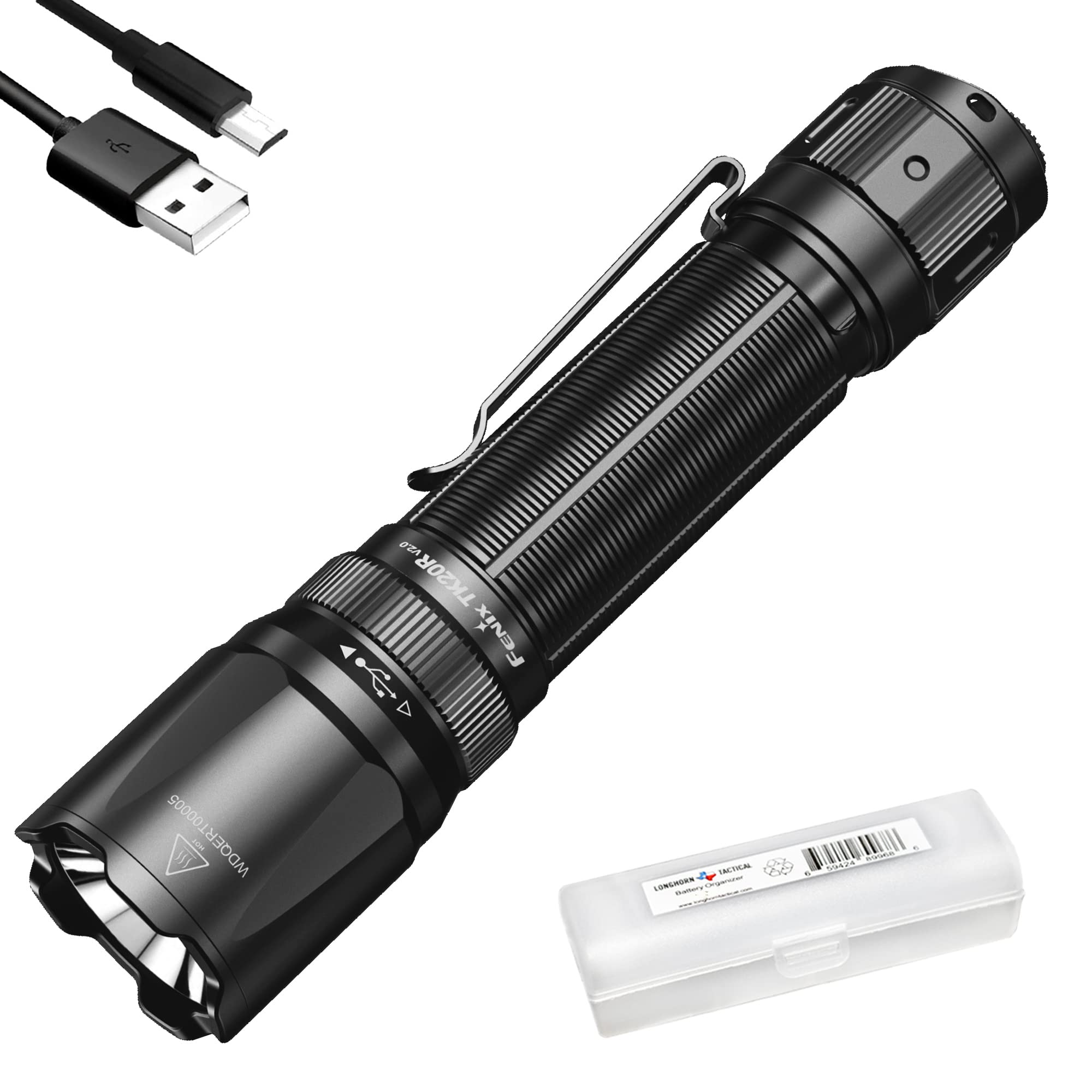 Fenix TK20R v2.0 Rechargeable Tactical Flashlight, 3000 Lumen Long Throw USB-C Tac Light, with LumenTac Organizer