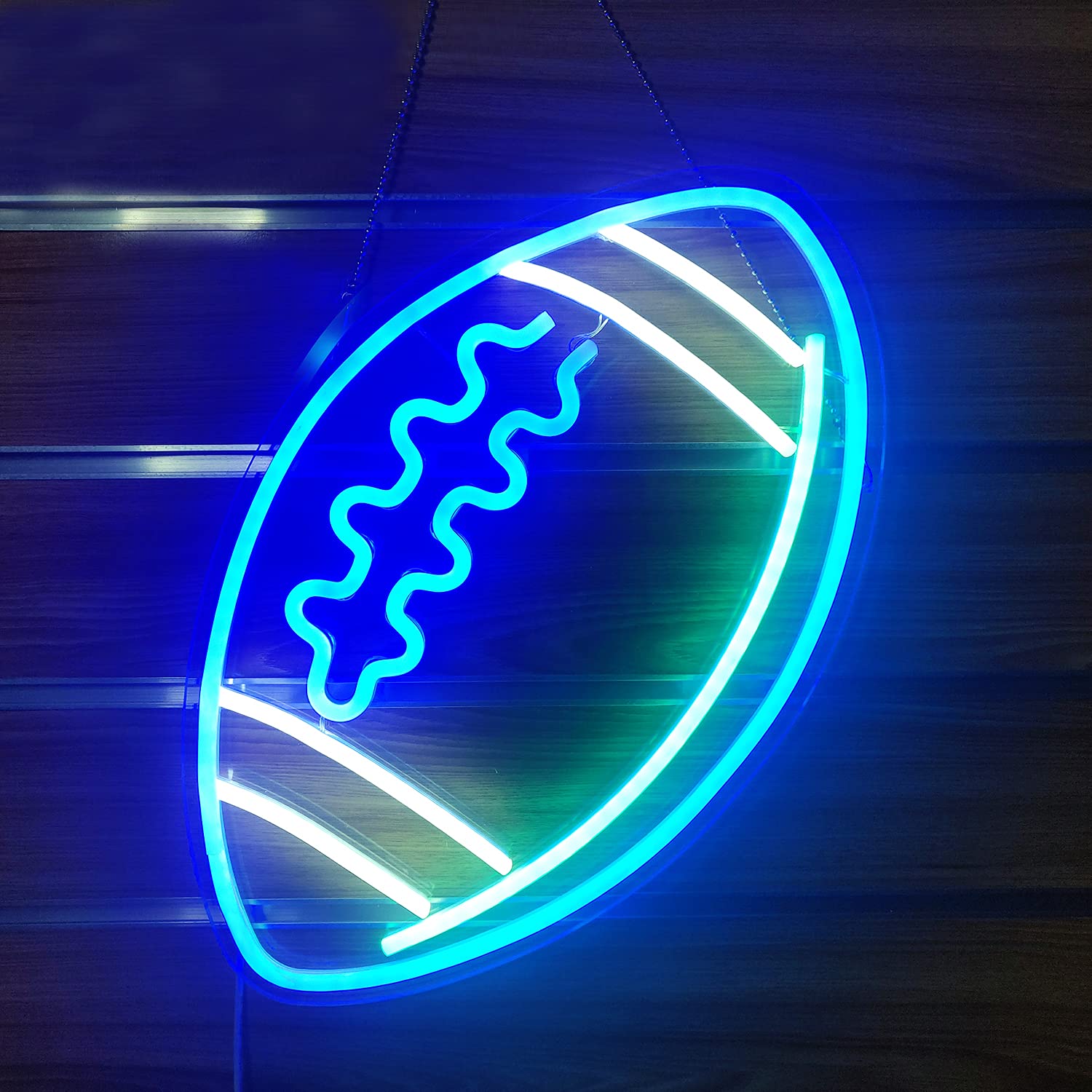 Ajoyferris Blue Neon Football Sign - Led Wall Decor For Kids, Game Room, Christmas Gifts