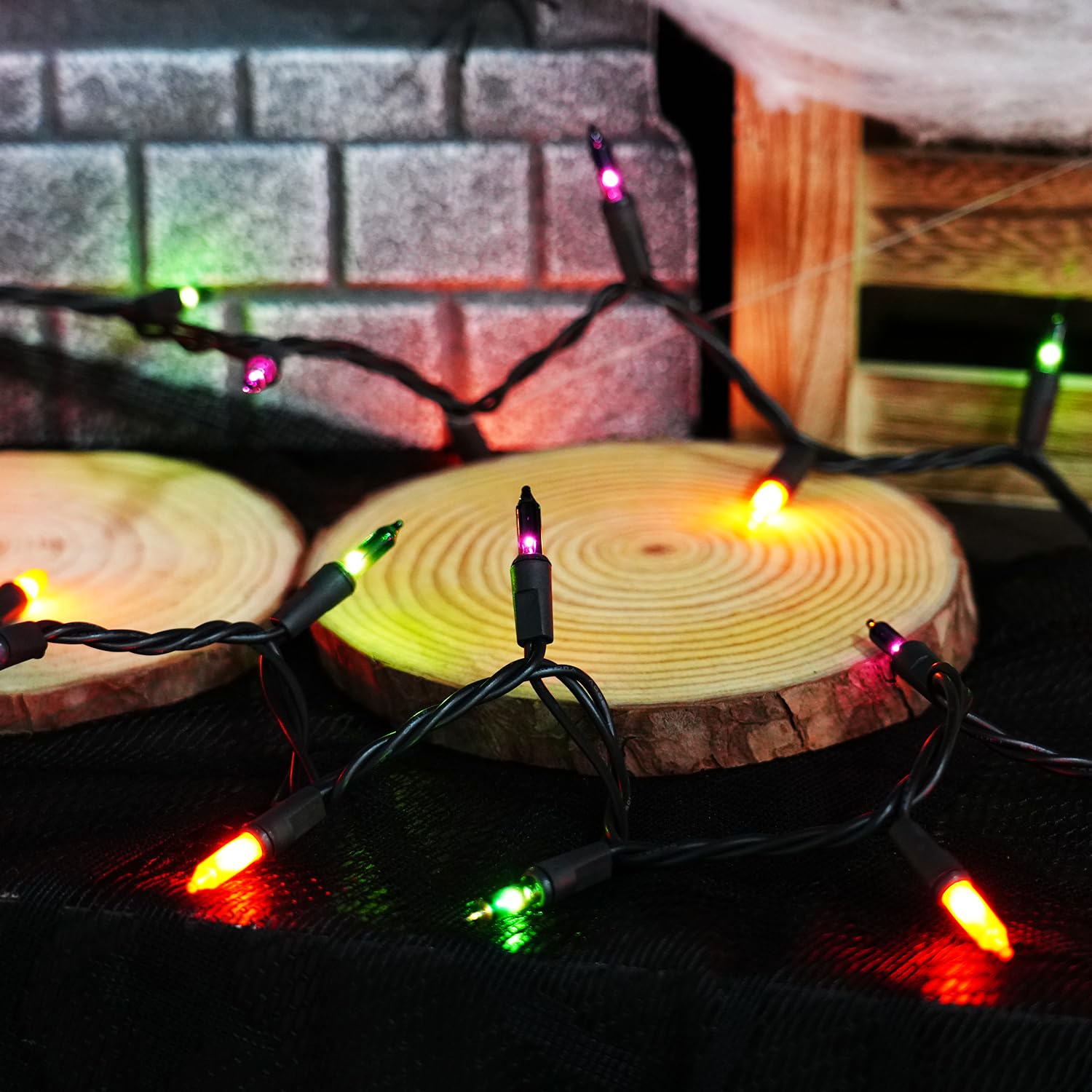 Dazzle Bright Mini String Lights, 20FT 100 Count, Waterproof, Purple Orange Green, Model ZF-100-2/SB, Halloween Decorations