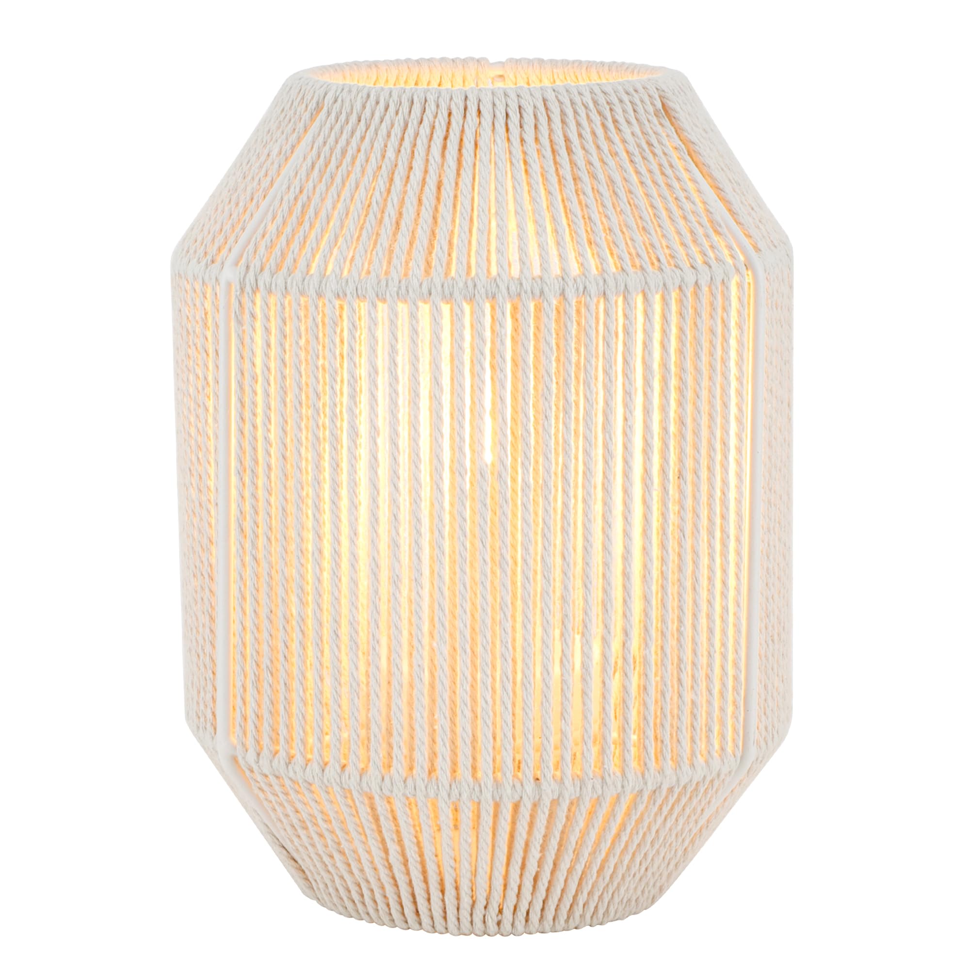 JHY DESIGN Boho Rattan Woven Lampshade Table Lamp 8.5 H Cotton Rope Bedside Lamp Cordless Decorative Battery Operated Lamp with 