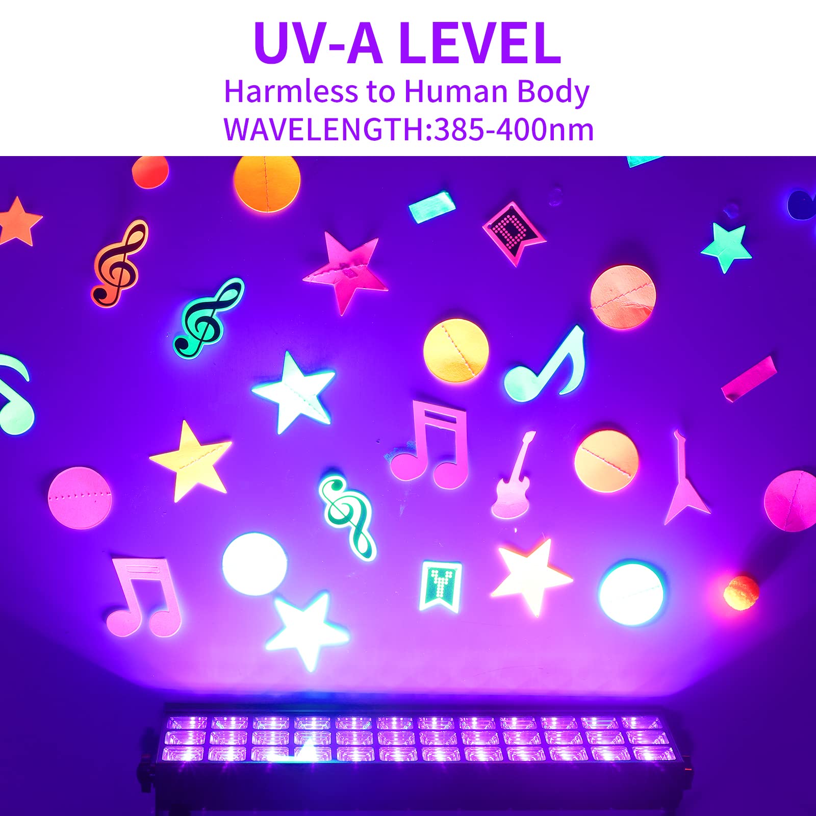 TigQiang 100W Black Light Bar, 105 LEDs, 3 Pack with Switch & 5ft Cord, Aluminum, Ideal for Glow in the Dark Party & Stage Lighting