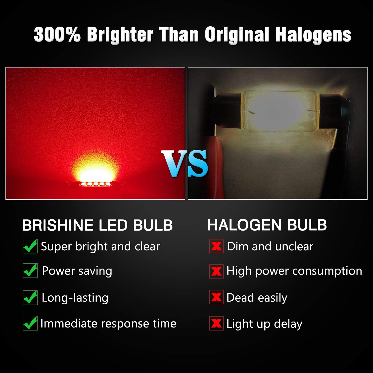 BRISHINE Festoon LED Bulbs 28MM/29MM, Canbus Error Free, Aluminum, Brilliant Red, Model BRISHINE-Festoon28R-28354