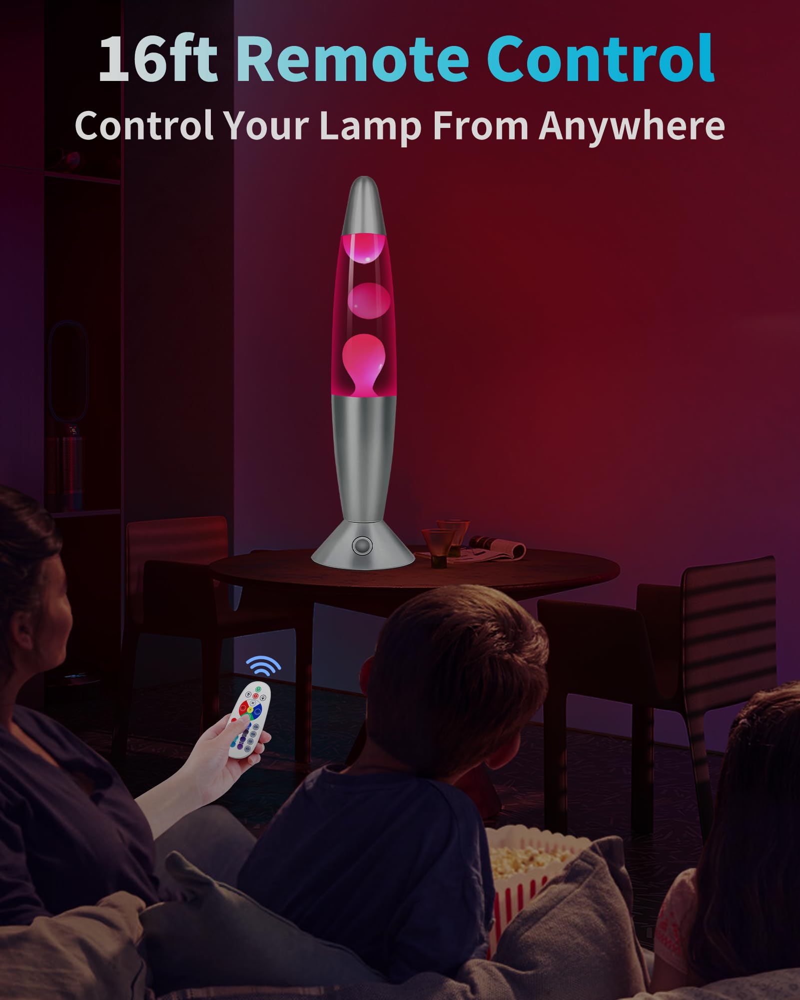 17 Colors Changing Liquid Motion Lamp With Remote: 16 Inch Pink Led Night Light For Kids mature-themeds - Relaxing Table Lamp For Bedroom Office - Glitter Mood Lighting For Home Decor Christmas Decorations