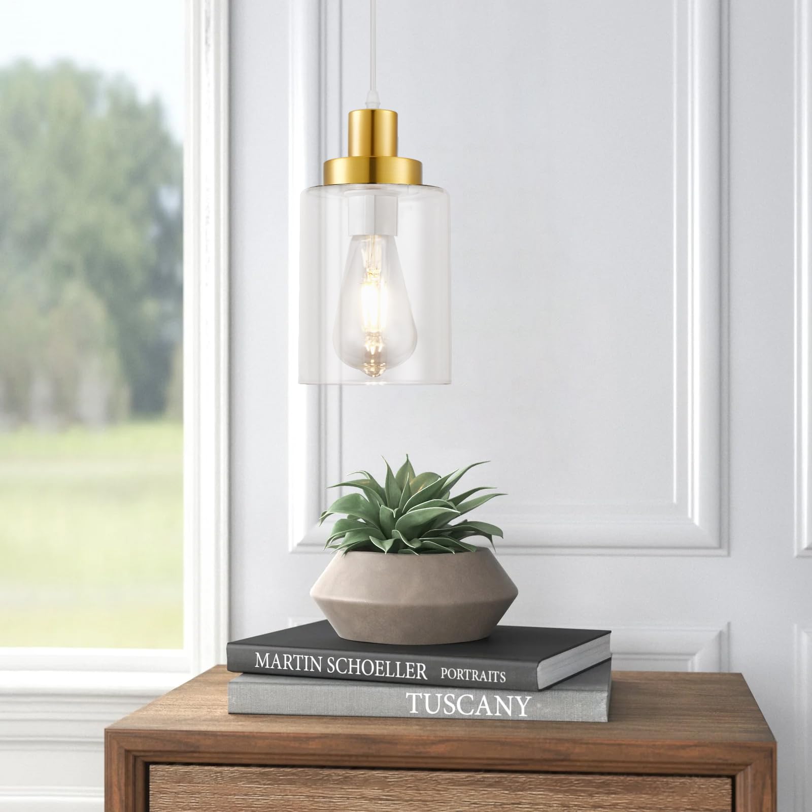 Industrial Pendant Lighting, Modern Clear Glass Shade Pendant Lights, Adjustable Hanging Light Fixtures, Farmhouse Pendant Light