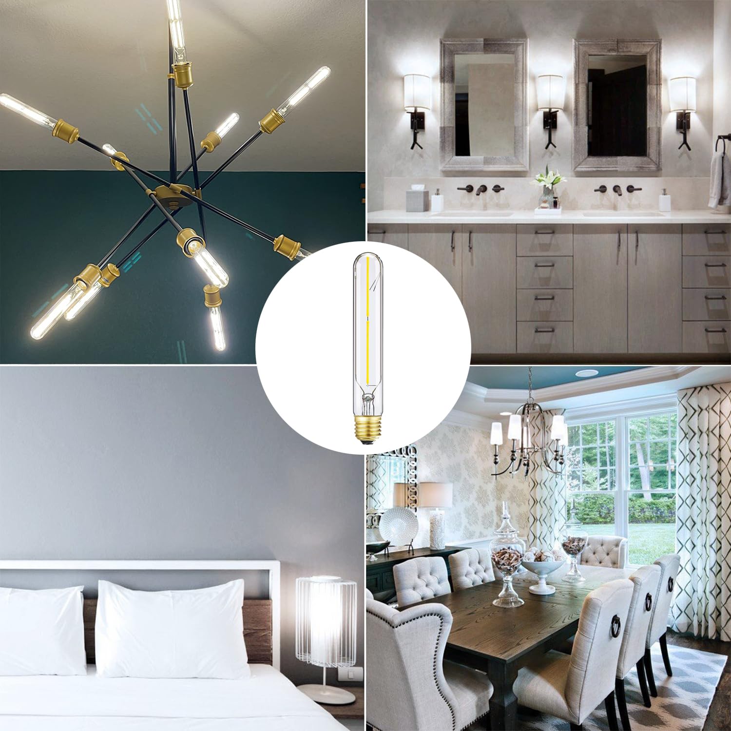 Lvye T10 Led Bulb 4W Equal E26 Led Bulb 40 Watt Dimmable Neutral White 4000K E26 Edison Bulb Ac120V 400Lm Tubular Light Bulb T9