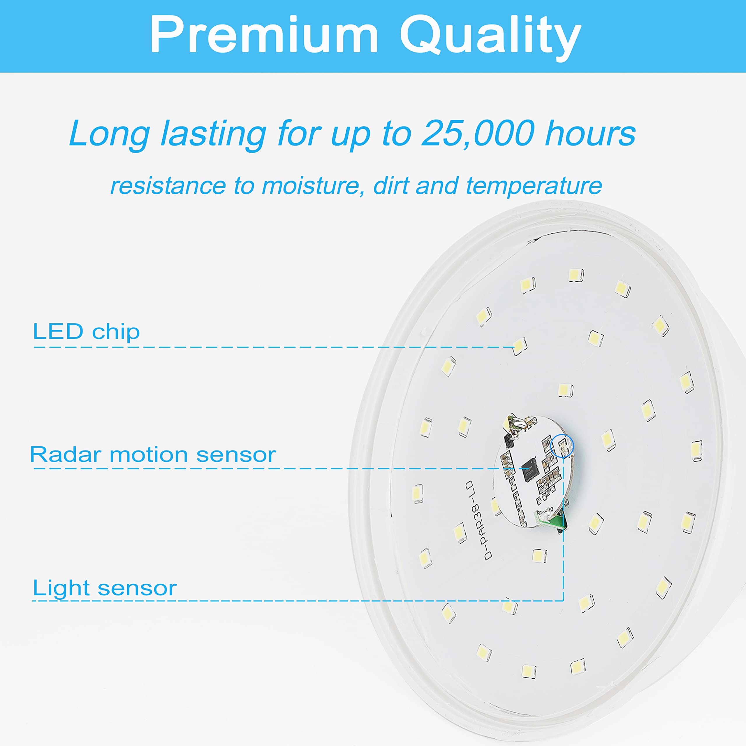 Greenic Radar Motion Sensor Light Bulbs Outdoor, 15W 5000K Par38 Led Flood Light Bulb With Motion Detector And Dusk To Dawn Sens
