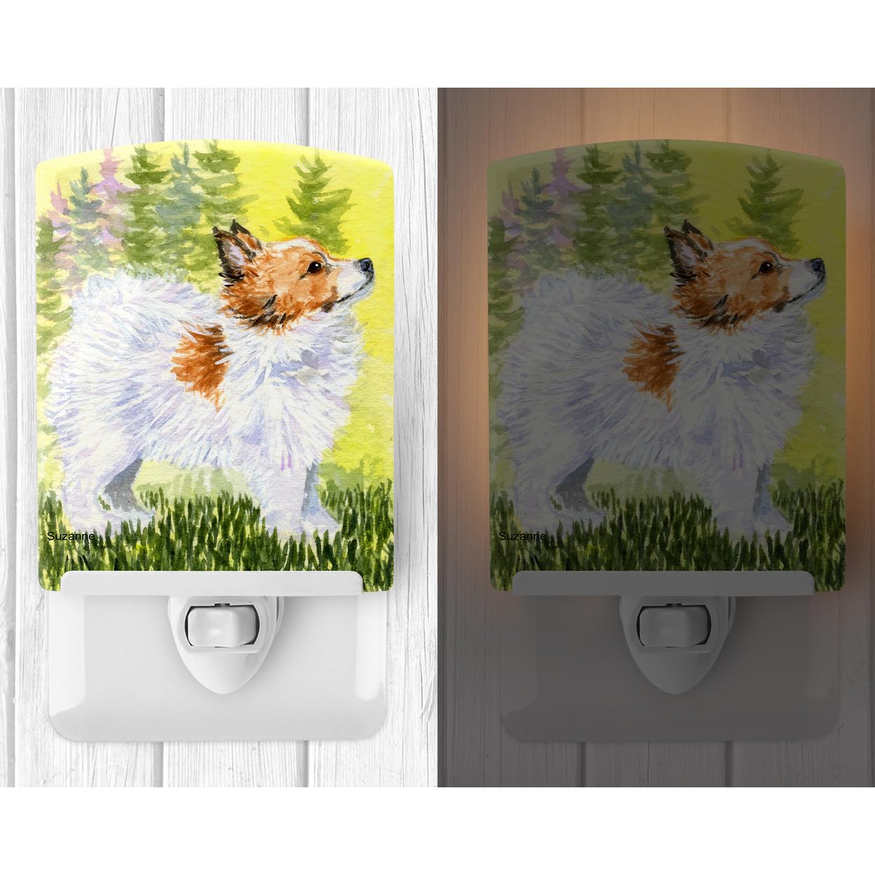 Caroline'S Treasures Ss1029Cnl Papillon Ceramic Night Light Compact, Ul-Certified, Ideal For Bedroom, Bathroom, Nursery, Hallway, Kitchen, 6X4X3, Multicolor