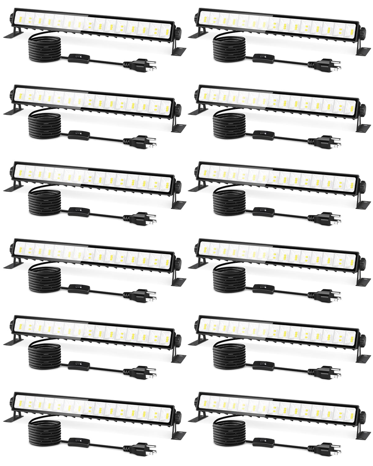 THECHAM IP66 Waterproof 45W LED Shop Lights  5400LM 6000K Daylight White Garage Light with 6FT Power Cord & Switch  Plug in LED Work Light for Garage  Workshop  Warehouses  Basement  Yard  12 Pack