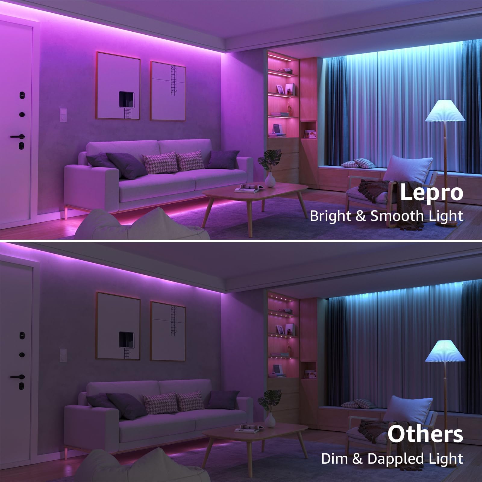 Lepro RGB LED Strip Lights, 16.4ft Flexible 5050 SMD Rope Light with Remote, Christmas Decor, 24V Power Supply