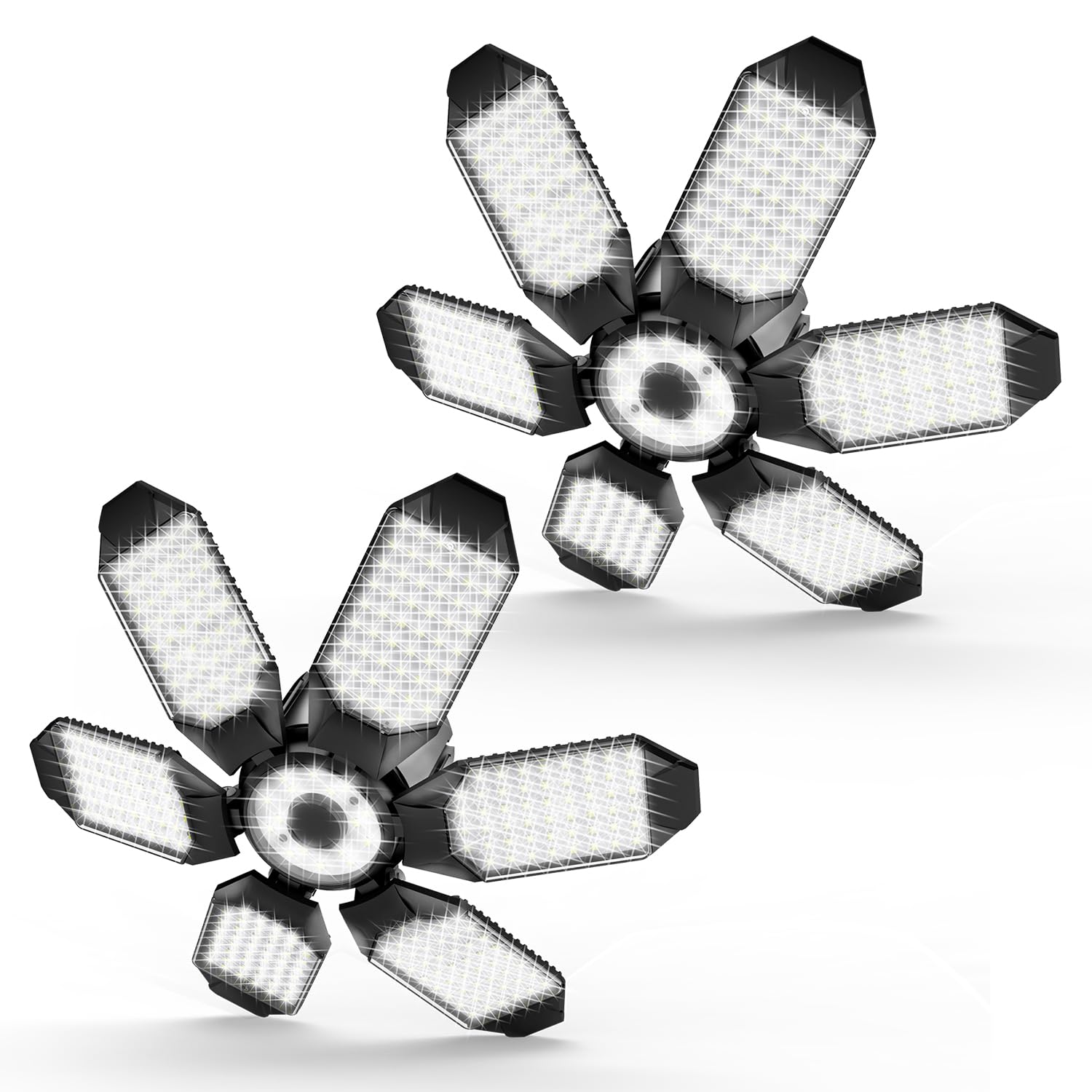 Polarpra Led Garage Lights - 2 Pack Super Bright 32000Lm Led Garage Ceiling Light 6500K Led Shop Light W/ 6 Deformable Panels Sc