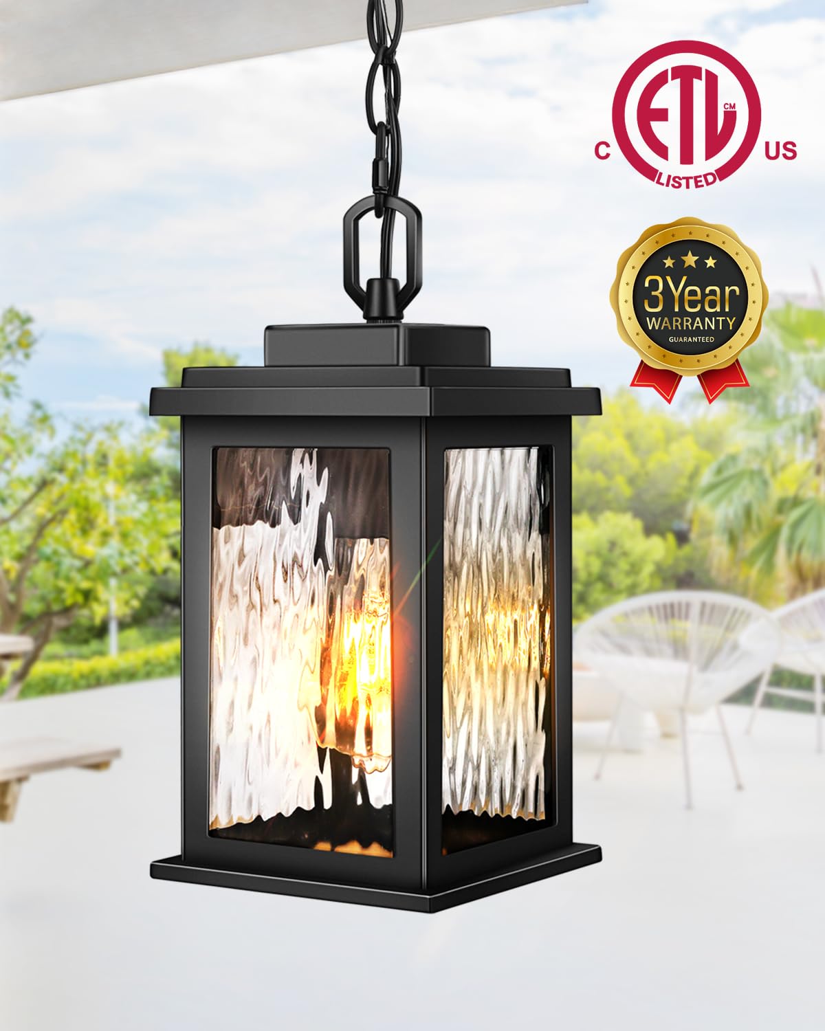 Vianis Outdoor Pendant Light Fixtures, Black Outdoor Ceiling Lights For Porch With Waterproof, Anti-Rust Porch Lights Outdoor Ce