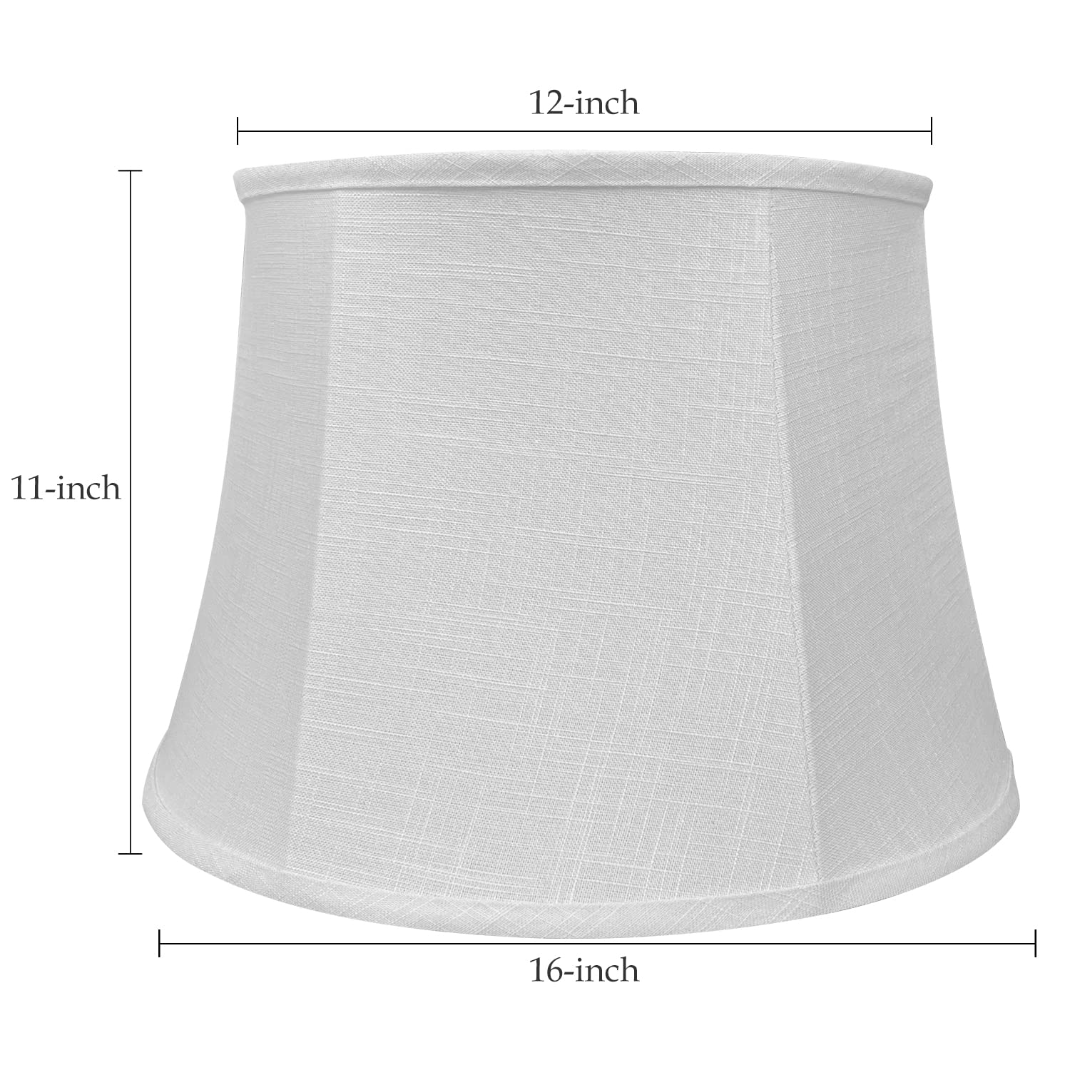 TOOTOO STAR Large Drum Lamp Shade for Chandeliers, 12x16x11in, White, Fabric Natural Linen, Model 0203