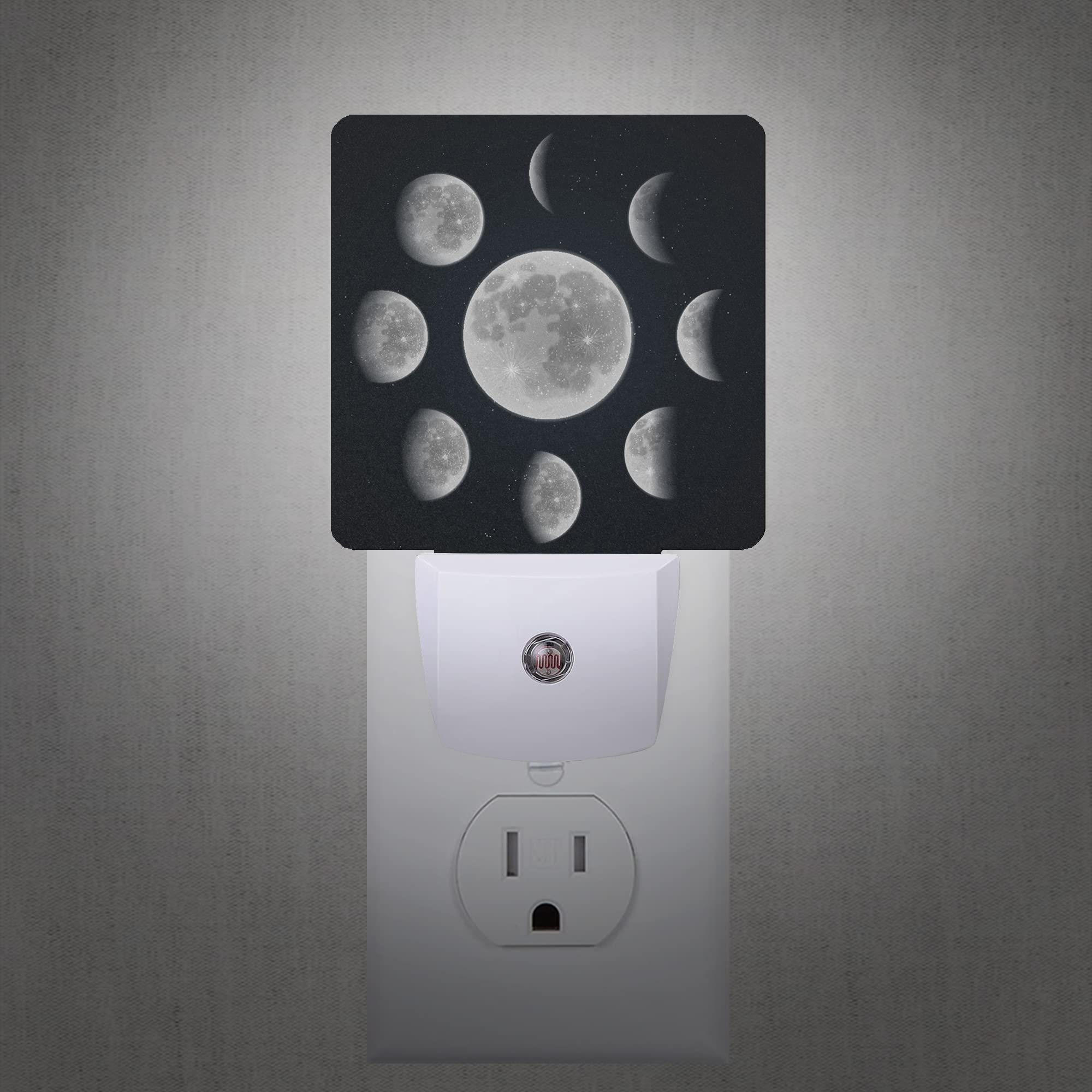 Smoaffly LED Night Light Plug-in, Auto Sensor, Dusk-to-Dawn, Moon Phases Decor for Nursery, Model XD-FXYD-LST09