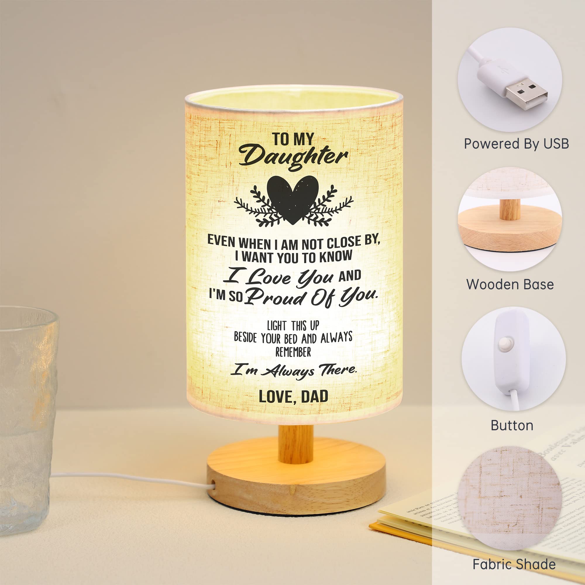 Wsyear Mothers Day Birthday Gifts For Daughter From Dad,To My Daughter Gifts From Dad- Table Lamp Father Daughter Graduation Gif