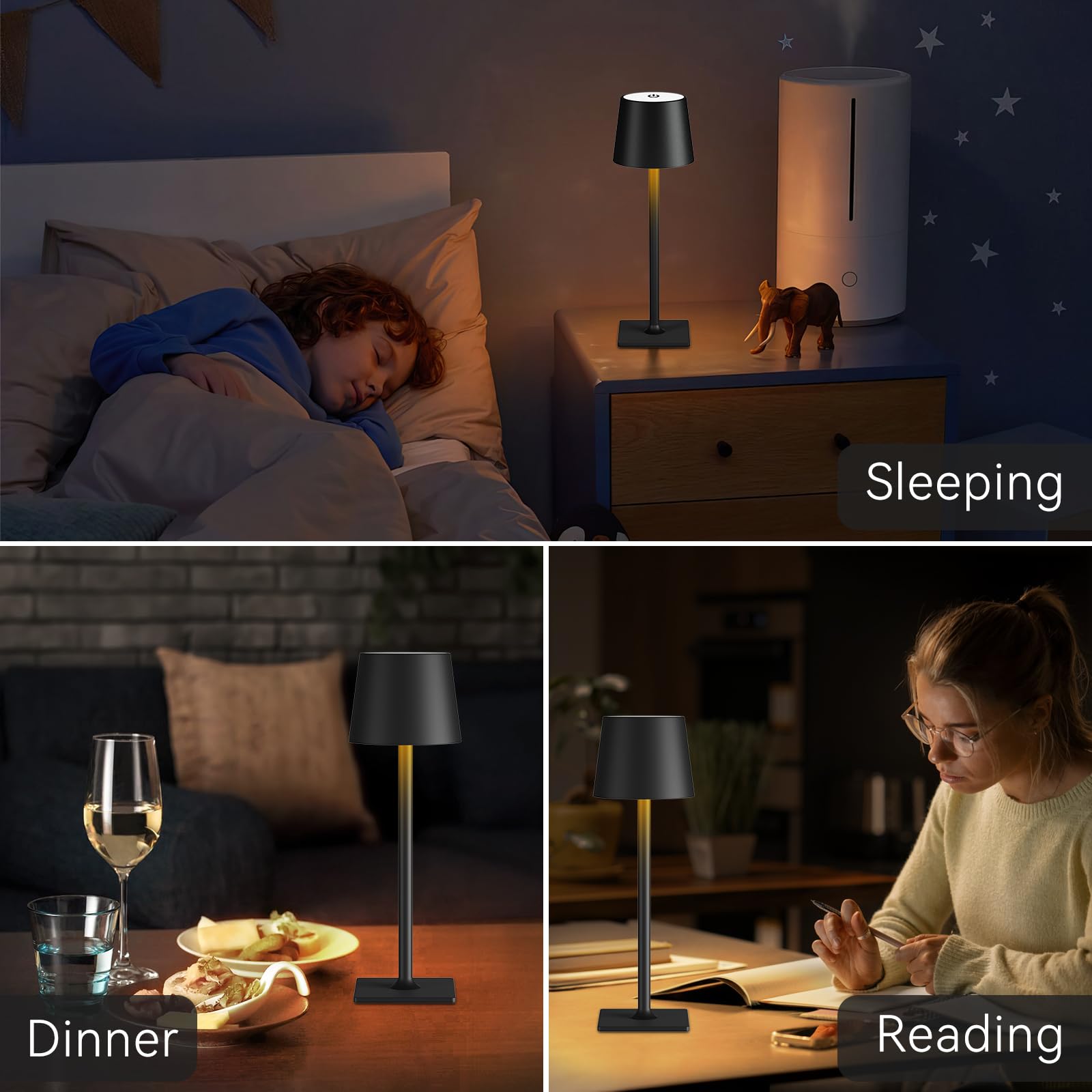 Yogaret 2 Pack Rechargeable Table Lamps,Cordless Lamp With 6000Mah Battery Operated, Portable Indoor/Outdoor Table Lamp For Pati