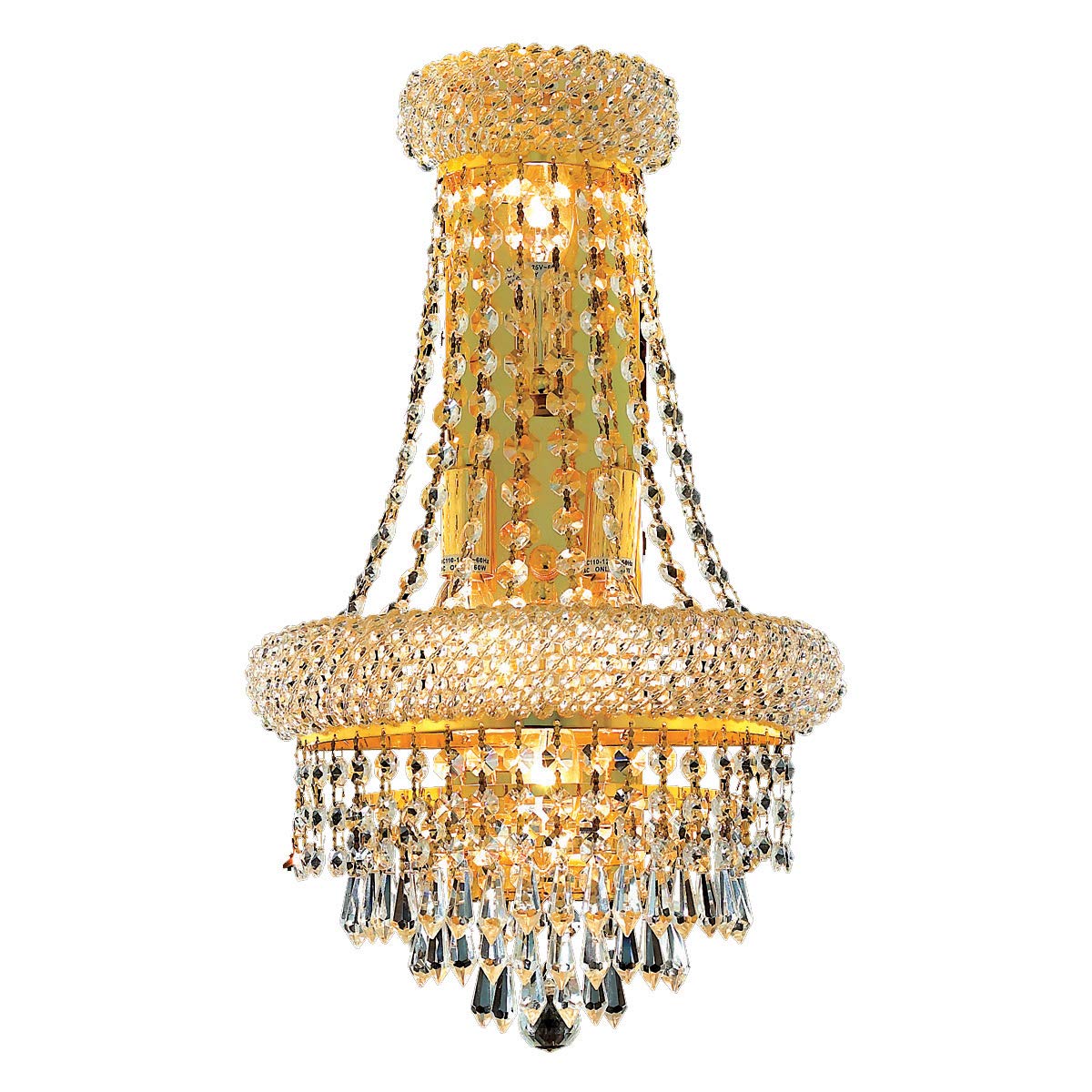 Elegant Lighting 1802W12Sg/Rc Primo 18-Inch High 4-Light Wall Sconce, Gold Finish With Crystal (Clear) Royal Cut Rc Crystal