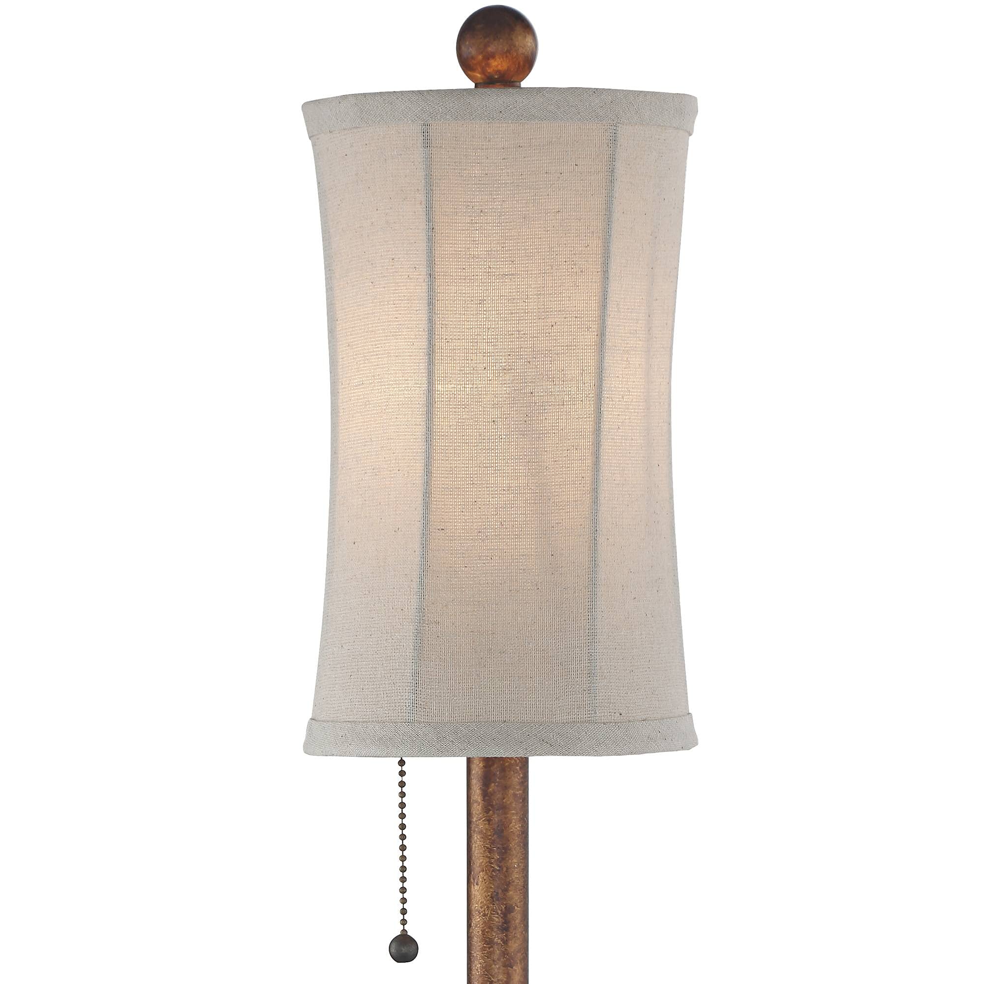 Regency Hill Bertie Rustic Traditional Buffet Table Lamps 28'' Tall Skinny Set Of 2 With Round Risers Brown Fabric Drum Shade Fo