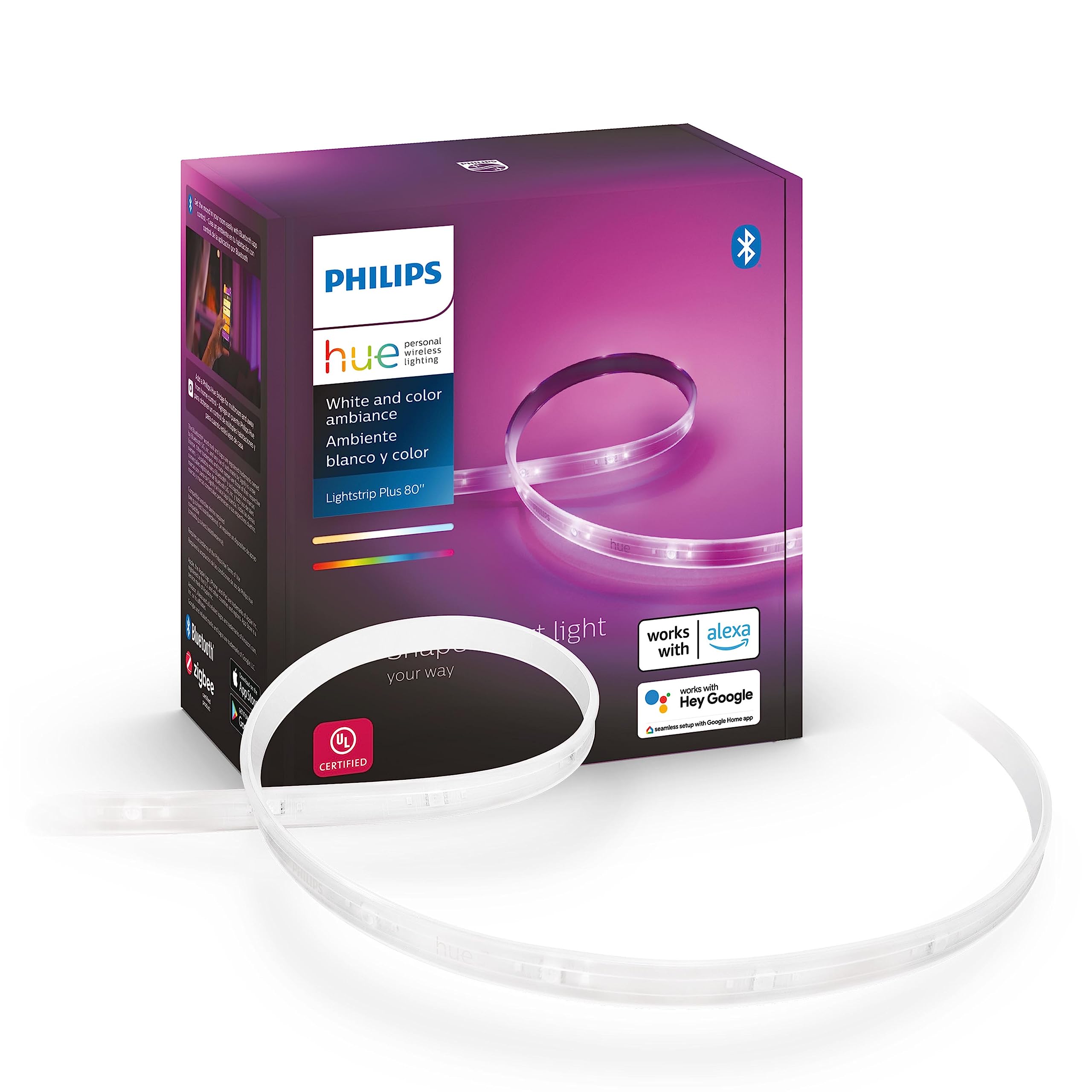 Philips Hue Indoor 6-Foot Smart Led Light Strip Plus Base Kit - Color-Changing Single Color Effect - 1 Pack - Control With Hue A