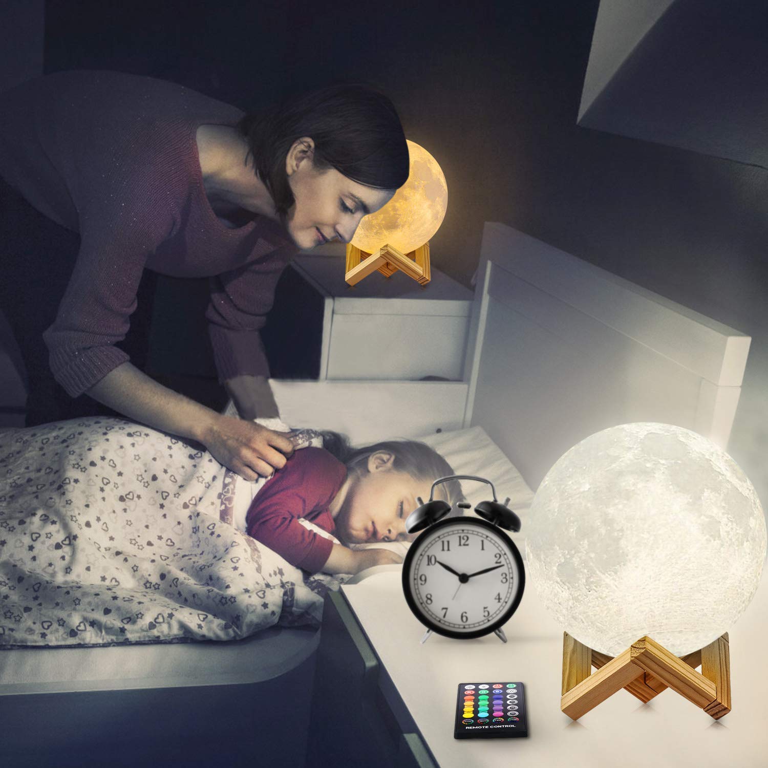 GDPETS Moon Lamp - 16 Colors, USB Rechargeable, Touch Control, 6 Inch, Yellow, Model: Moon lamp12