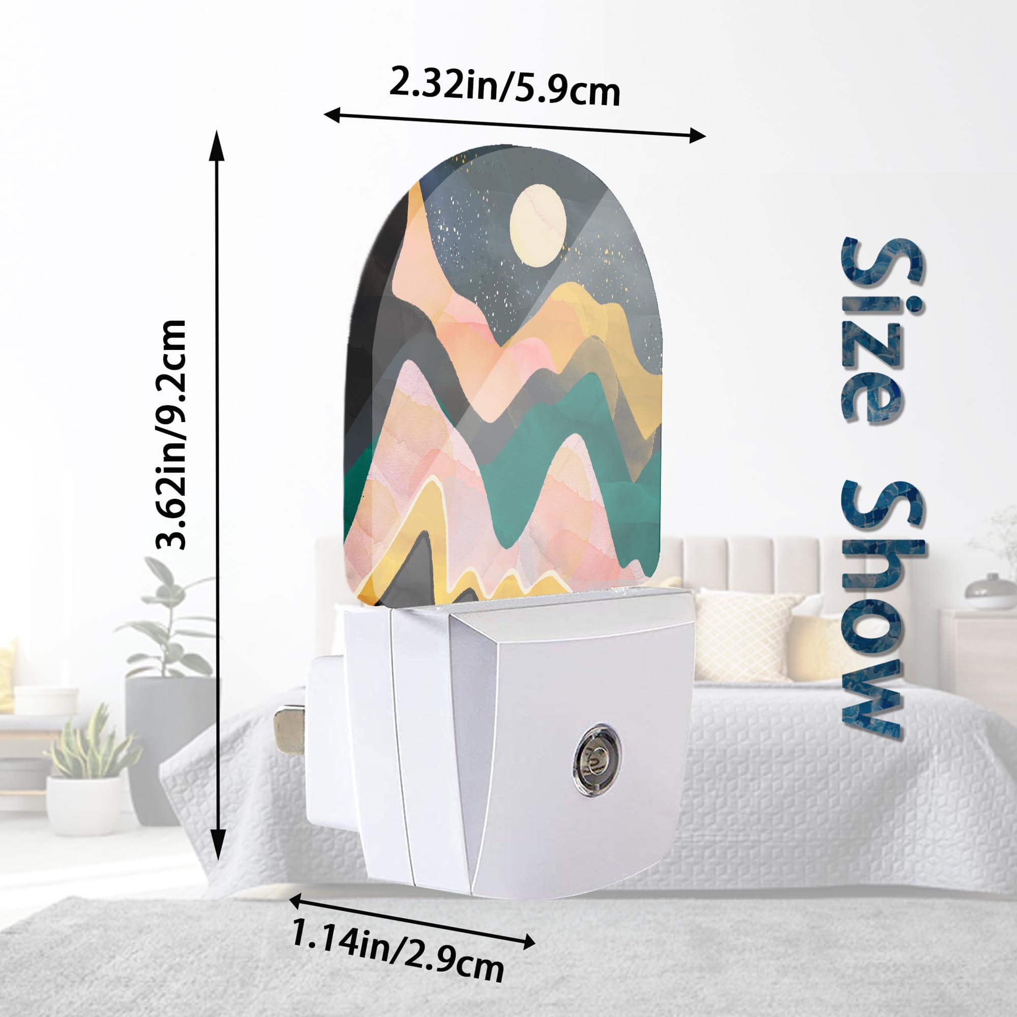 Axxitude Mountains Night Sky Moon Night Lights Plug Into Wall For Girls Boys Room,Night Light Led Lamp Dusk To Dawn Sensor Round