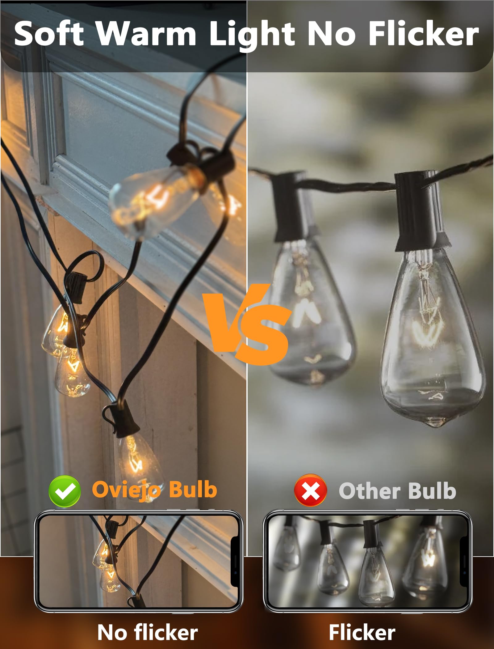25 Pack Edison Light Bulbs, St35 Clear Glass Light Bulb Replacement, 5W E12 Screw Base Light Bulbs For Outdoor String Lights Pat