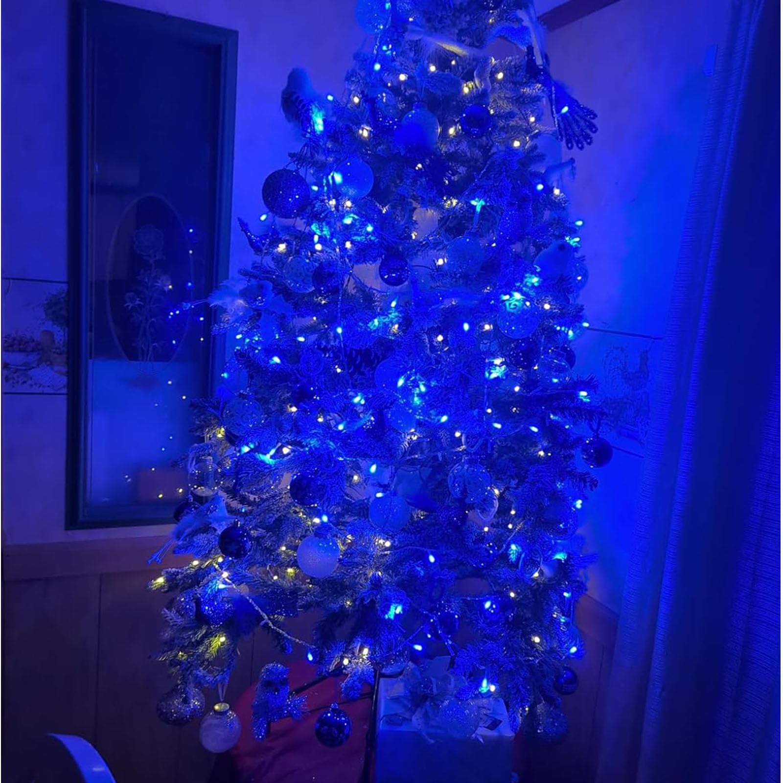 Vtechology 170Ft 500Led Blue Christmas Lights Plug In,Waterproof Christmas Tree Lights,8 Modes String Lights Indoor Outdoor For Halloween Tree Party Bedroom Garden Decor