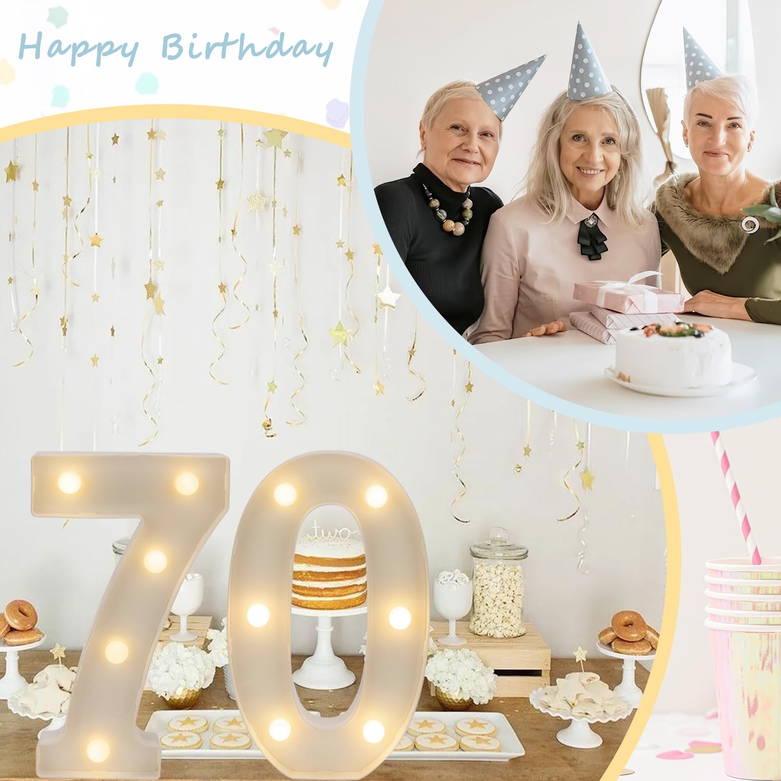 IFDGCTK Decorative LED Number Lights for 70th Birthday Party, Warm White, Model IFDGCTK