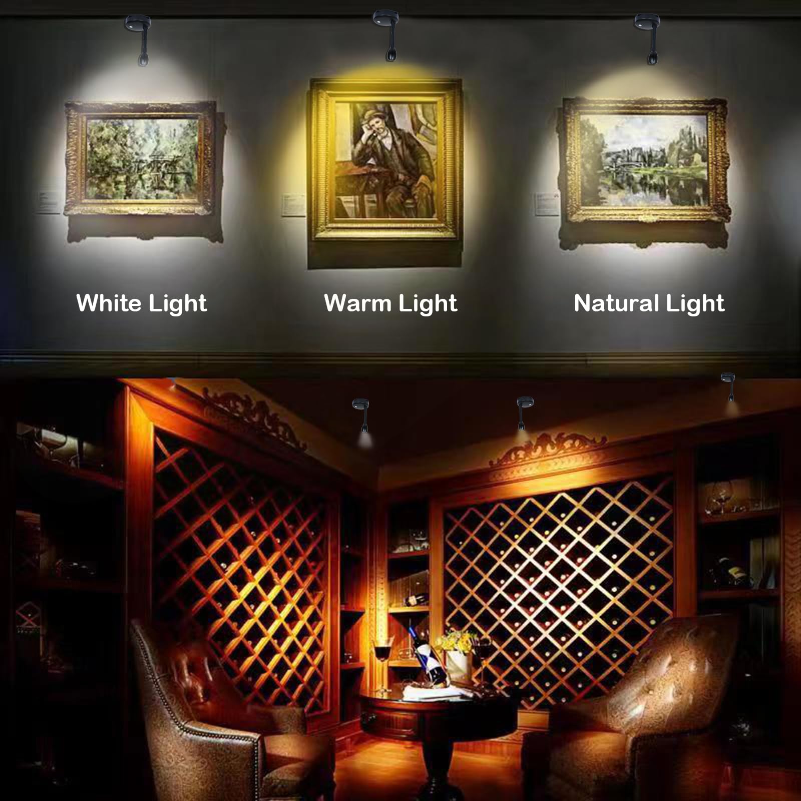 Hamvidne Wireless Led Spotlight, Battery Powered Picture Lights, Uplighting Indoor, 3 Lighting Modes Puck Lights With Remote, 360°Rotation Small Spot Lights For Wall Display Painting Artwork-2Pack
